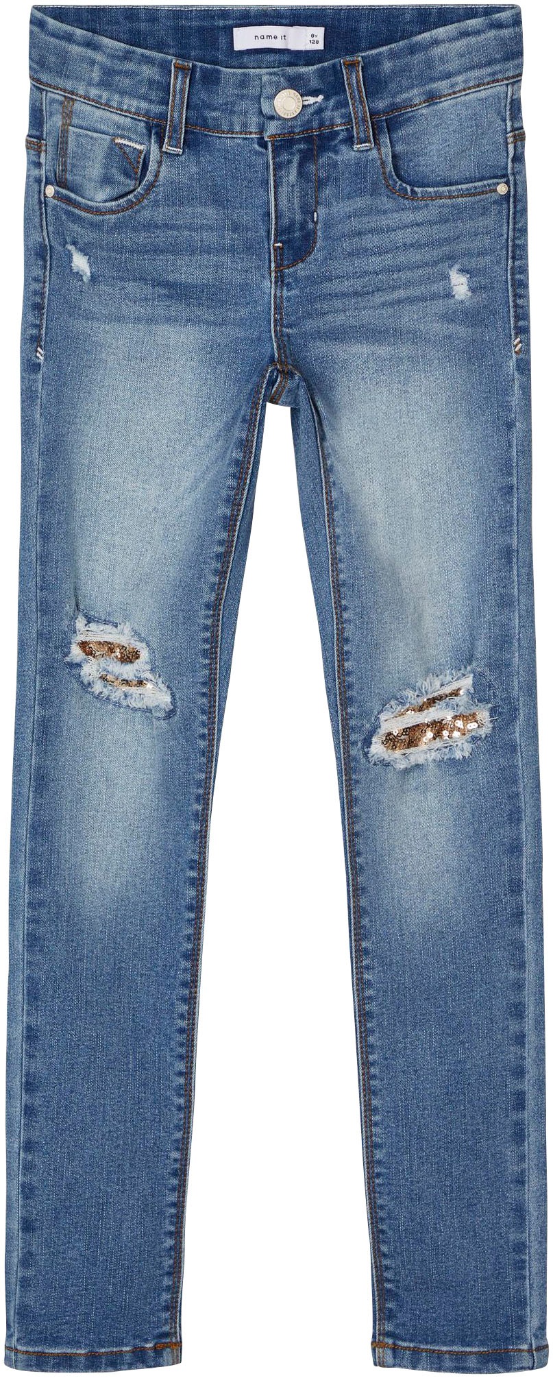 Name It Stretch-Jeans »NKFPOLLY«, mit Pailletten unterlegte Löcher