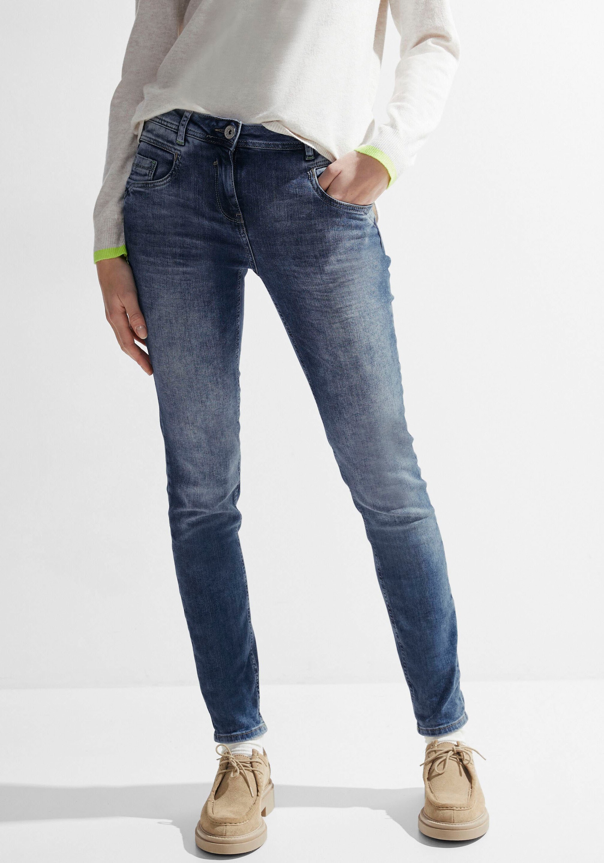 Cecil Slim-fit-Jeans, in mittelblauer Waschung bei OTTO bestellen