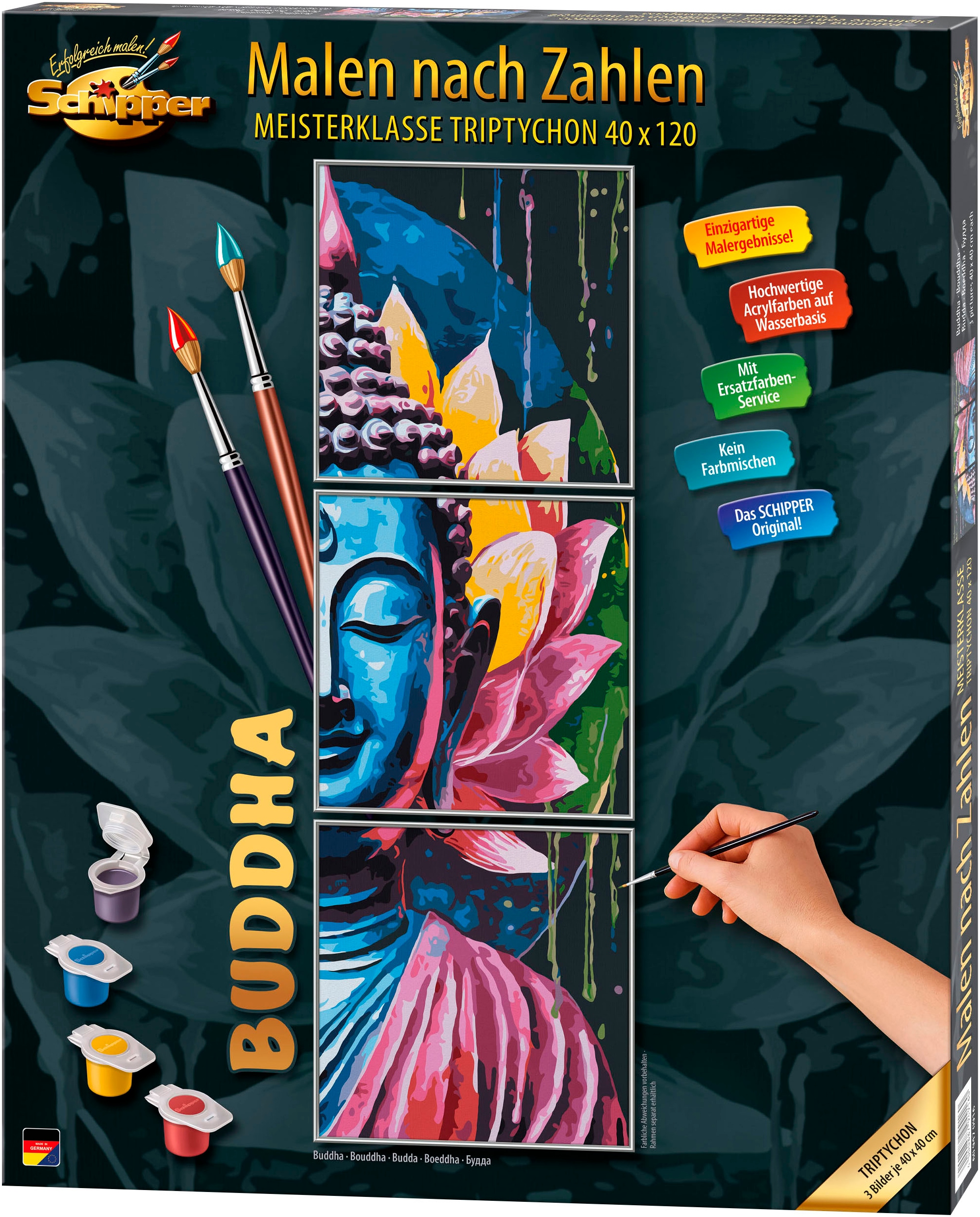 Schipper Malen nach Zahlen »Meisterklasse Triptychon - Buddha«, Made in Germany