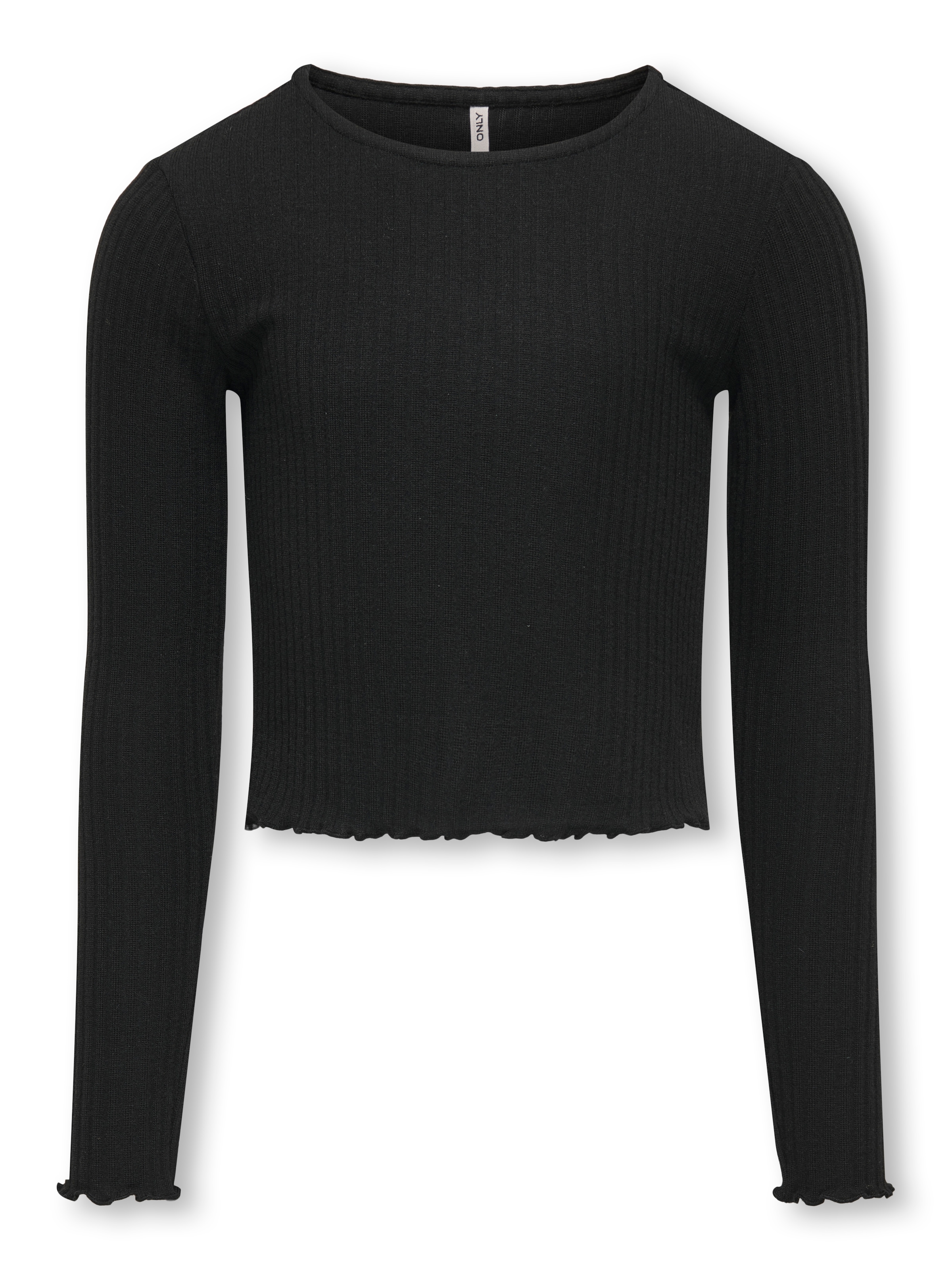 KIDS ONLY Langarmshirt »KOGNELLA L/S O-NECK TOP JRS NOOS«, in kurzer Form und mit süßen Wellenkanten am Saum