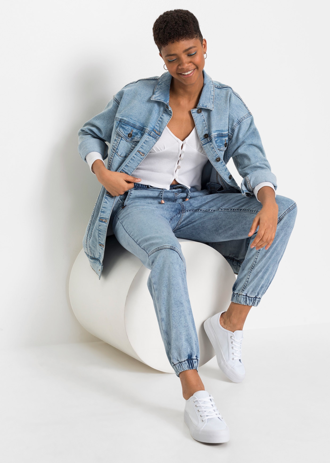 bonprix Jeansjeggings loose fit Passform, aus Baumwolle, Polyester und Elasthan