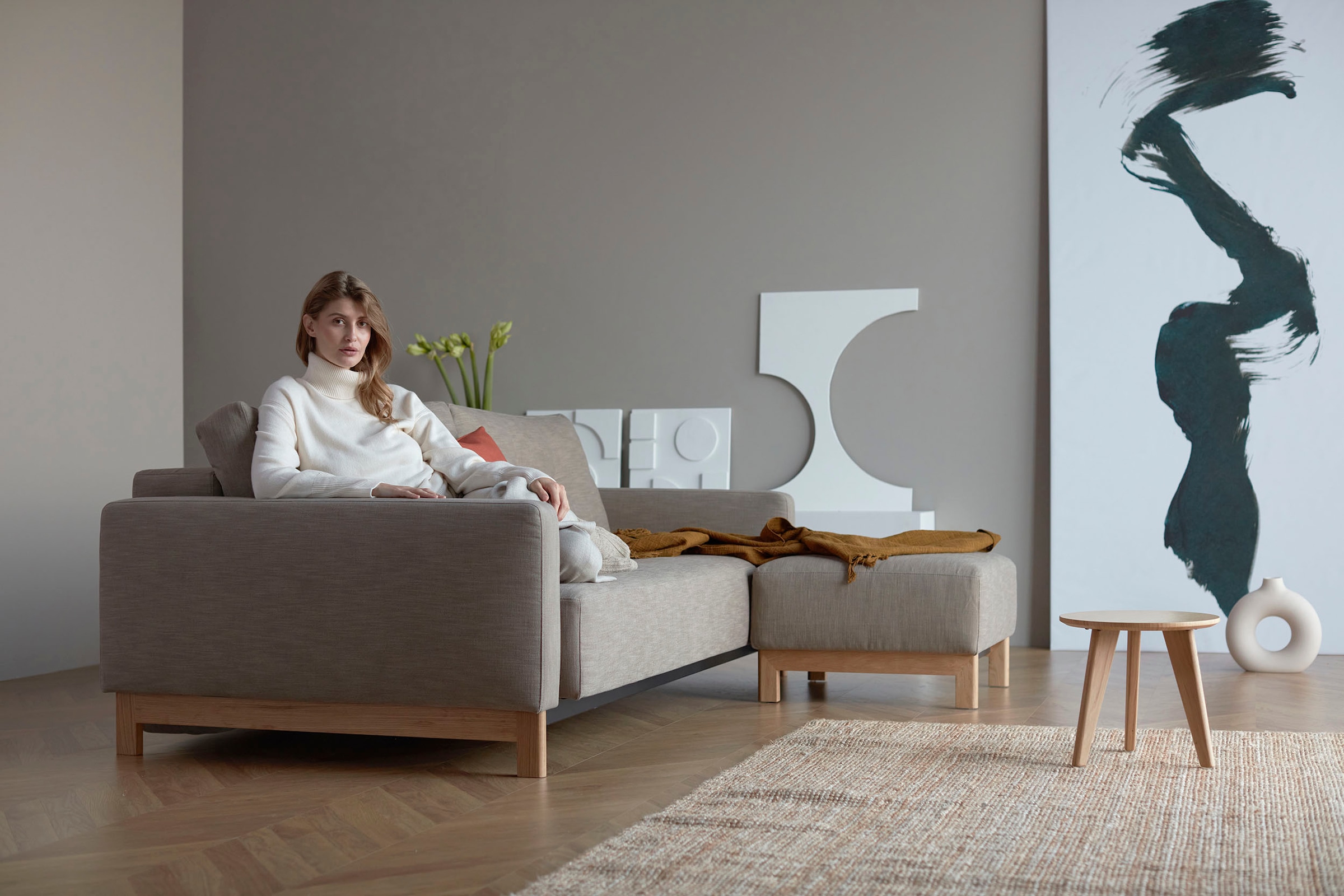 INNOVATION LIVING ™ Schlafsofa »Pyxis 3-Sitzer mit extrabreiter Bettfunktion, Skandi-Design«, Multifunktionssofa, extrabequem durch Taschenfederkern, Dauerschläfer