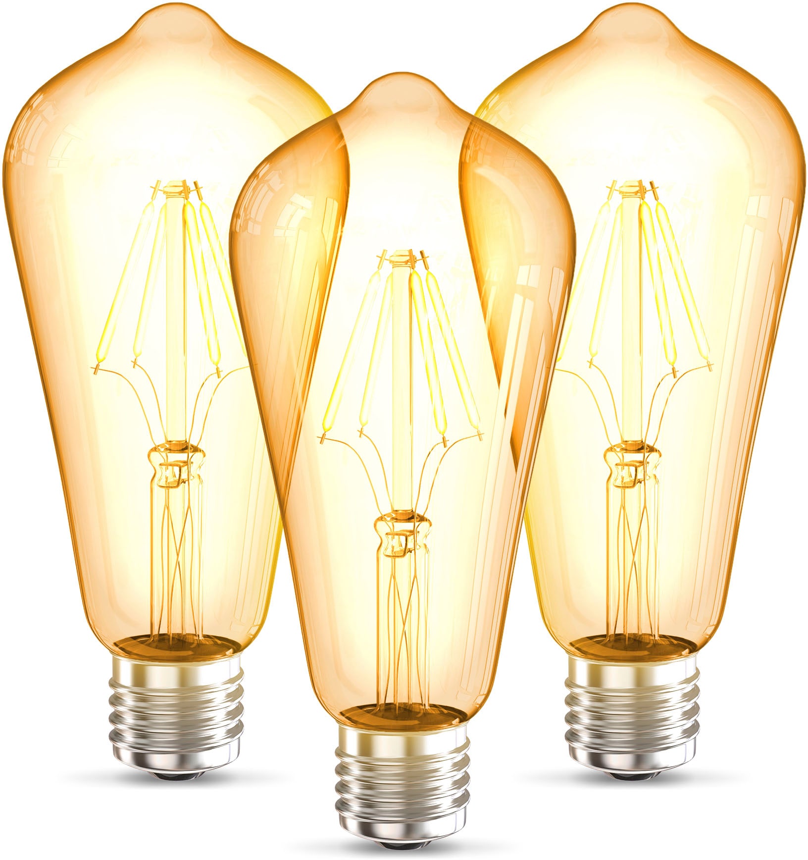 B.K.Licht LED-Leuchtmittel bei 2.700 Warmweiß, Edison E27, Vintage St., online 3 K LED Leuchtmittel »BK_LM1403 E27 3er Filament ST64«, Set OTTO Glühbirne