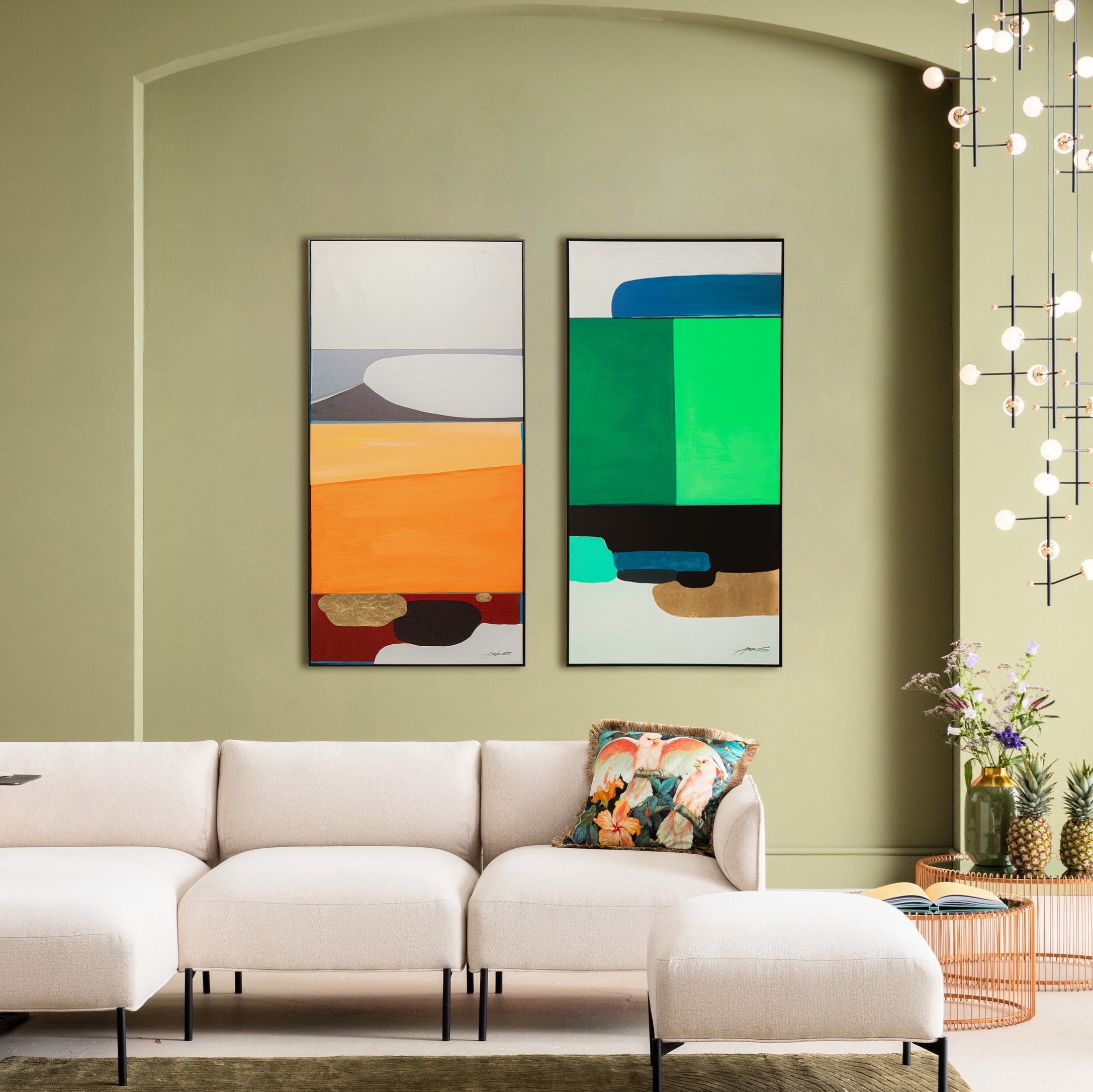 Kare Design Bild mit Rahmen »Gerahmtes Bild Abstract Shapes« in orange, Größe B/H/T: 73 cm x 143 cm x 4,5 cm