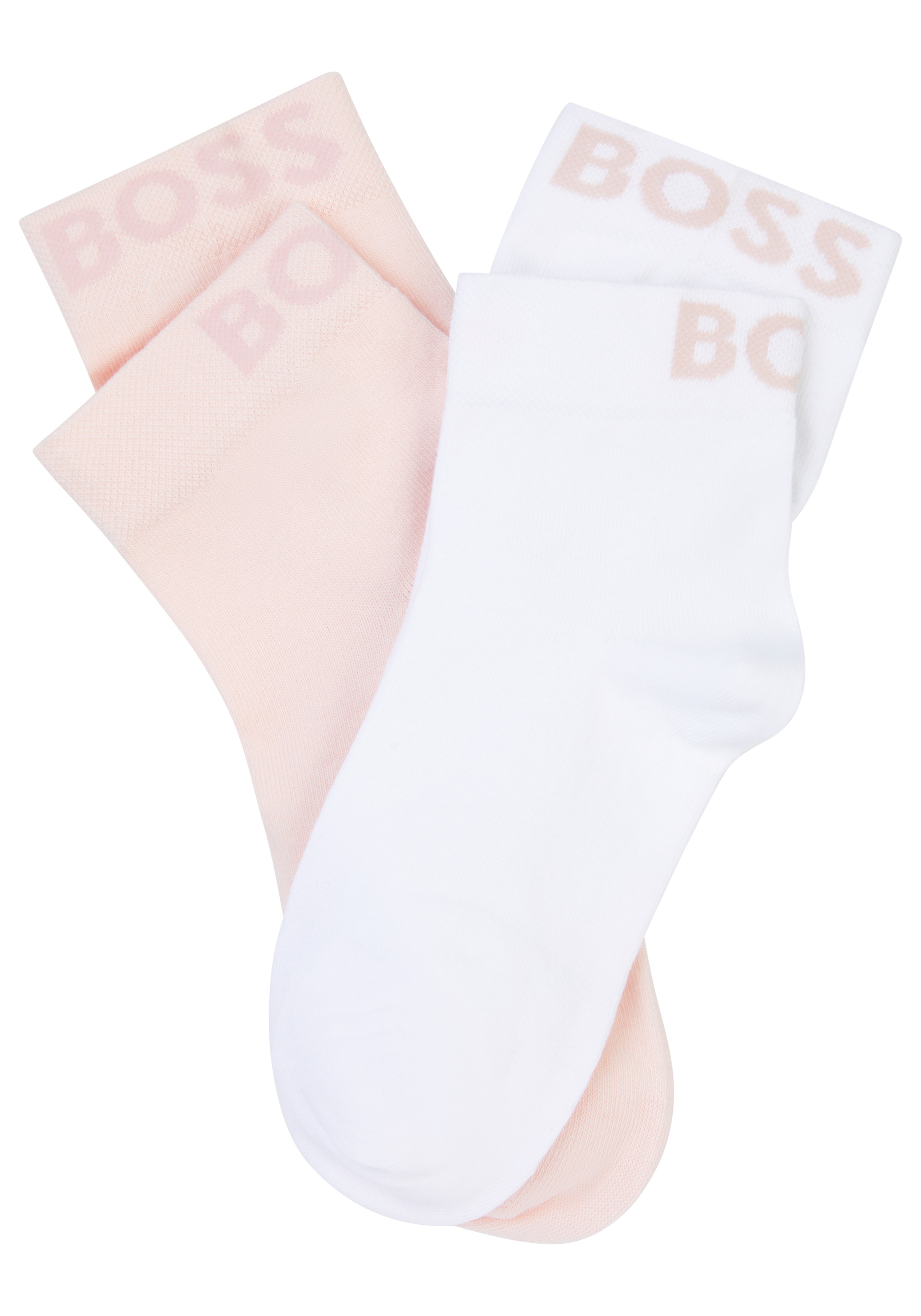 BOSS Freizeitsocken »2P SH Logo CC W«, (Packung, 2 Paar, 2er), mit eingestricktem BOSS Logoschriftzug