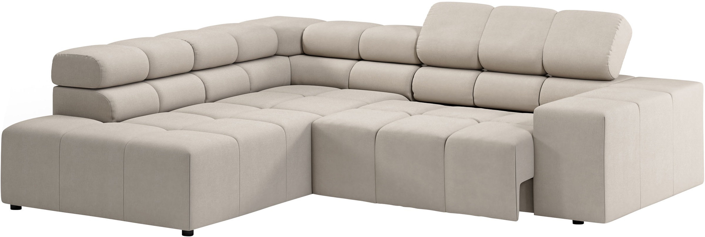 INOSIGN Ecksofa »Ancona, incl. Kopfteilverstellung + 3 Zierkissen, L-Form, bequem«, wahlweise motorische Sitztiefenverstellung, B/T(H: 249/215/70 cm