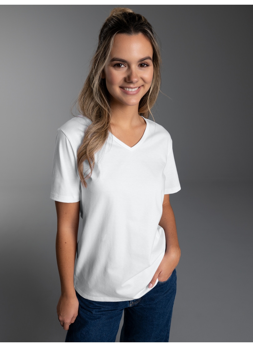 Trigema T-Shirt »TRIGEMA T Shirt aus Biobaumwolle mit V-Ausschnitt« 1