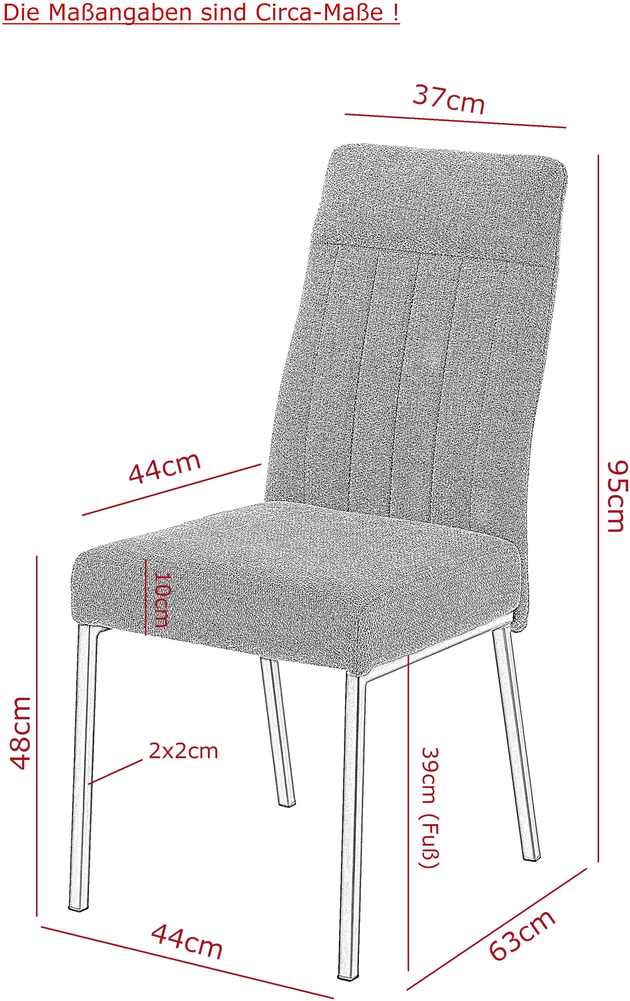 HELA 4-Fußstuhl »CATANIA« (Set) 4 Stk.4-Fuß, Federkorb, Vierkantrohrgestell, 140kg belastbar
