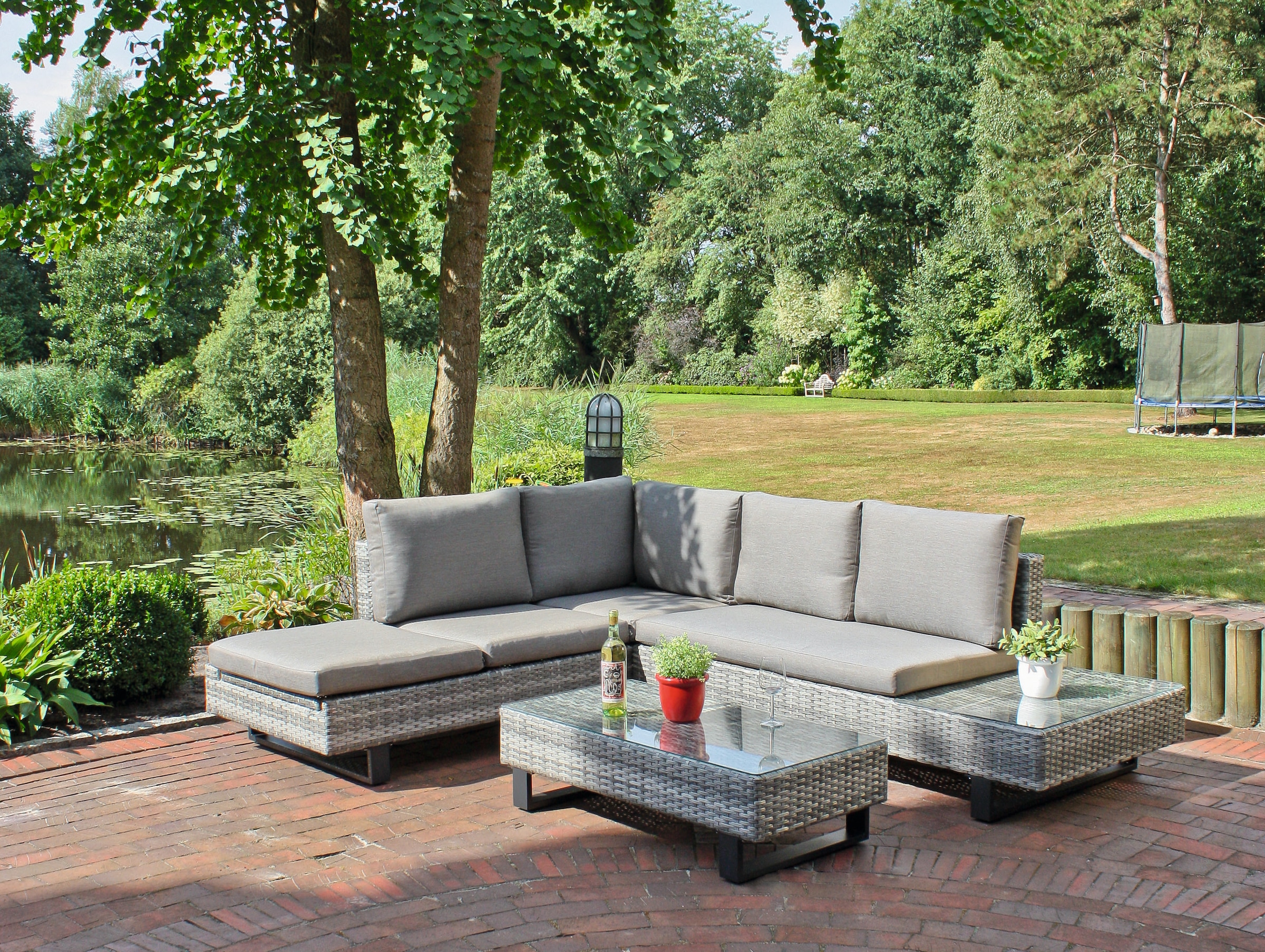 Garden Pleasure Gartenlounge-Set », Lounge-Eckgruppe »CADIZ«« 3 tlg. tlg. 2 Sofas, Tisch LxB: 110x55 cm