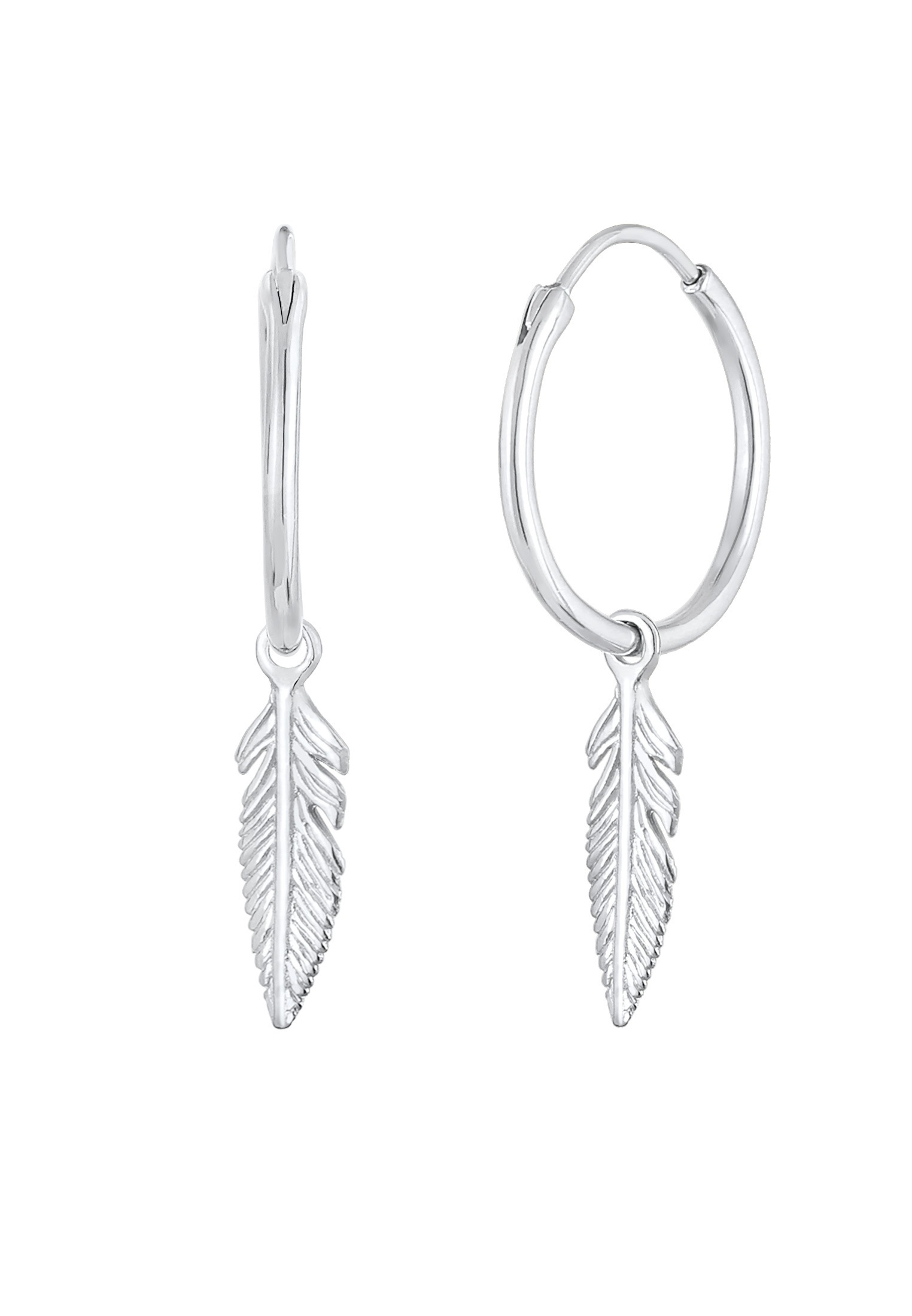Elli Paar Creolen »Ohrringe Creolen Einhänger Feder Boho Spirit 925 Silber«