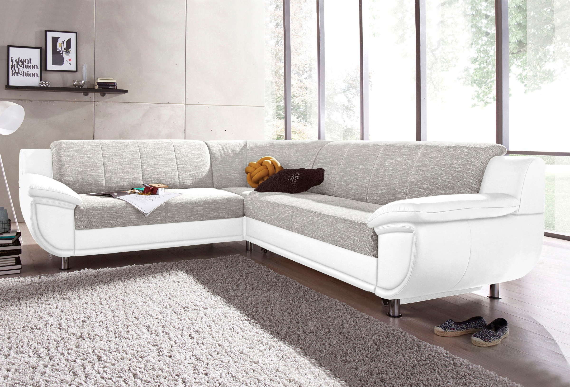 TRENDMANUFAKTUR Ecksofa »Rondo 3, zeitlos und modern, im Materialmix, L-Form«, wahlweise Federkern für hohen Sitzkomfort, wahlweise Bettfunktion
