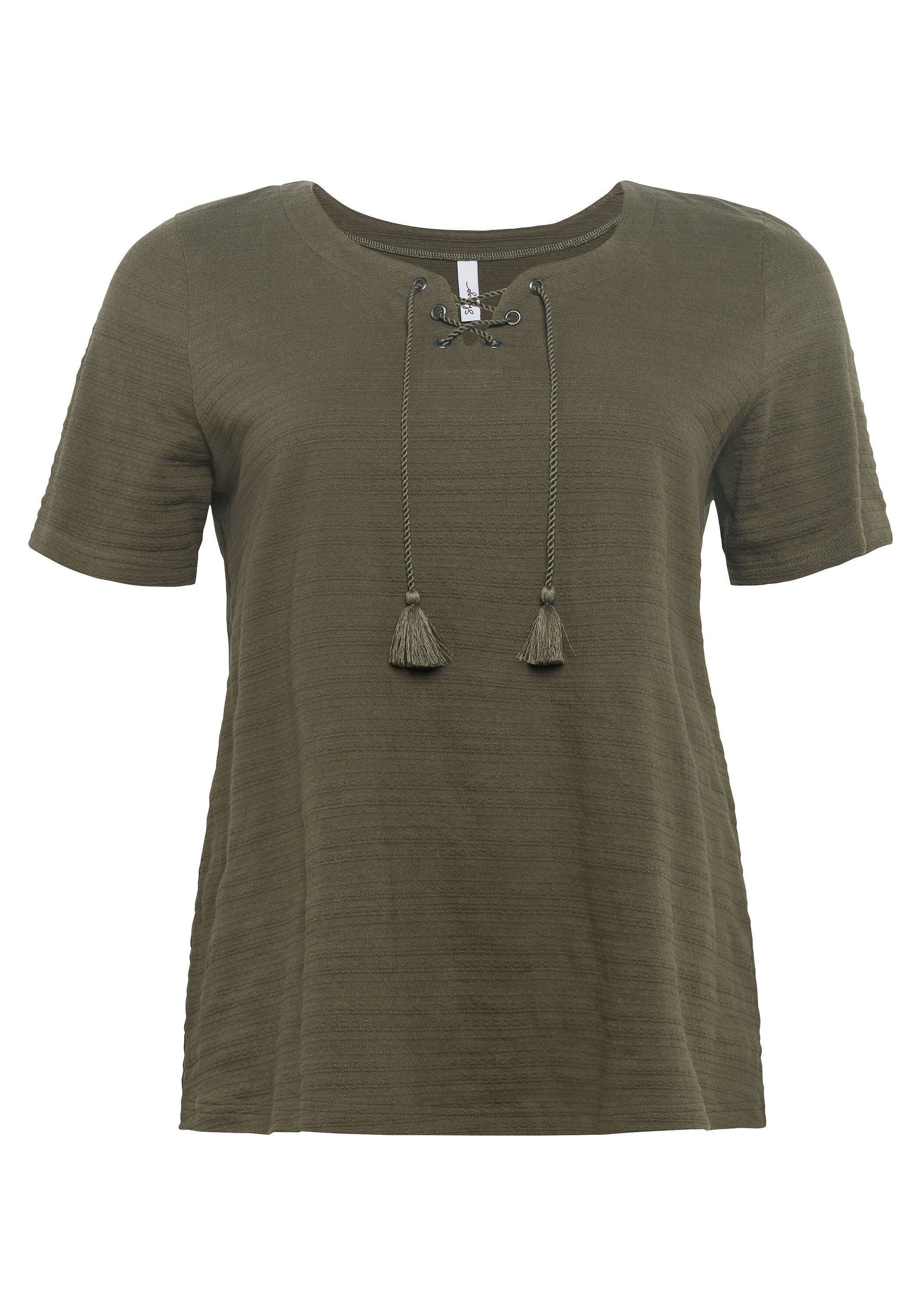 Sheego T-Shirt »Shirt in Jacquard-Optik, mit Bindeband«, in Jacquard-Optik, mit Bindeband