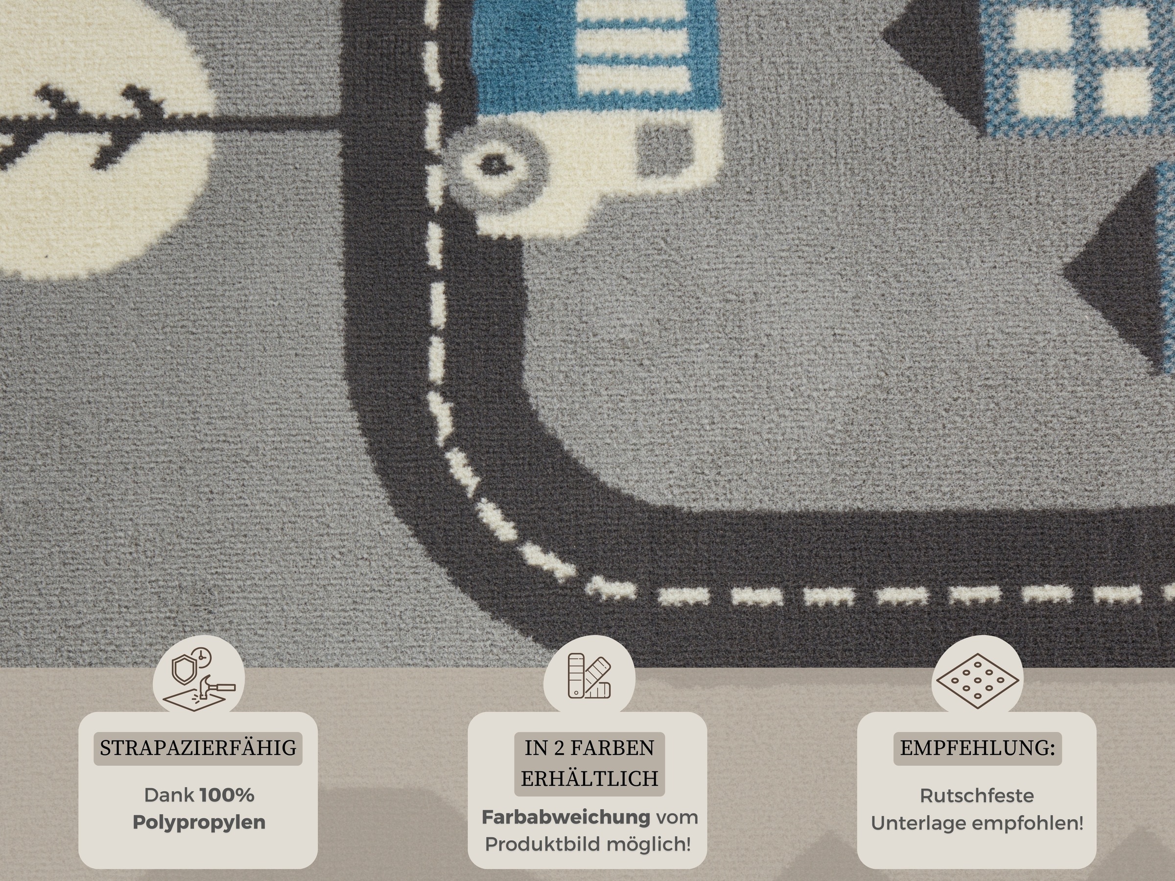 HANSE Home Kinderteppich »Town«, rechteckig, 0,9 mm Höhe, Kurzflor, Kinderteppich, Spielteppich, Straßen Design, Kinderzimmer
