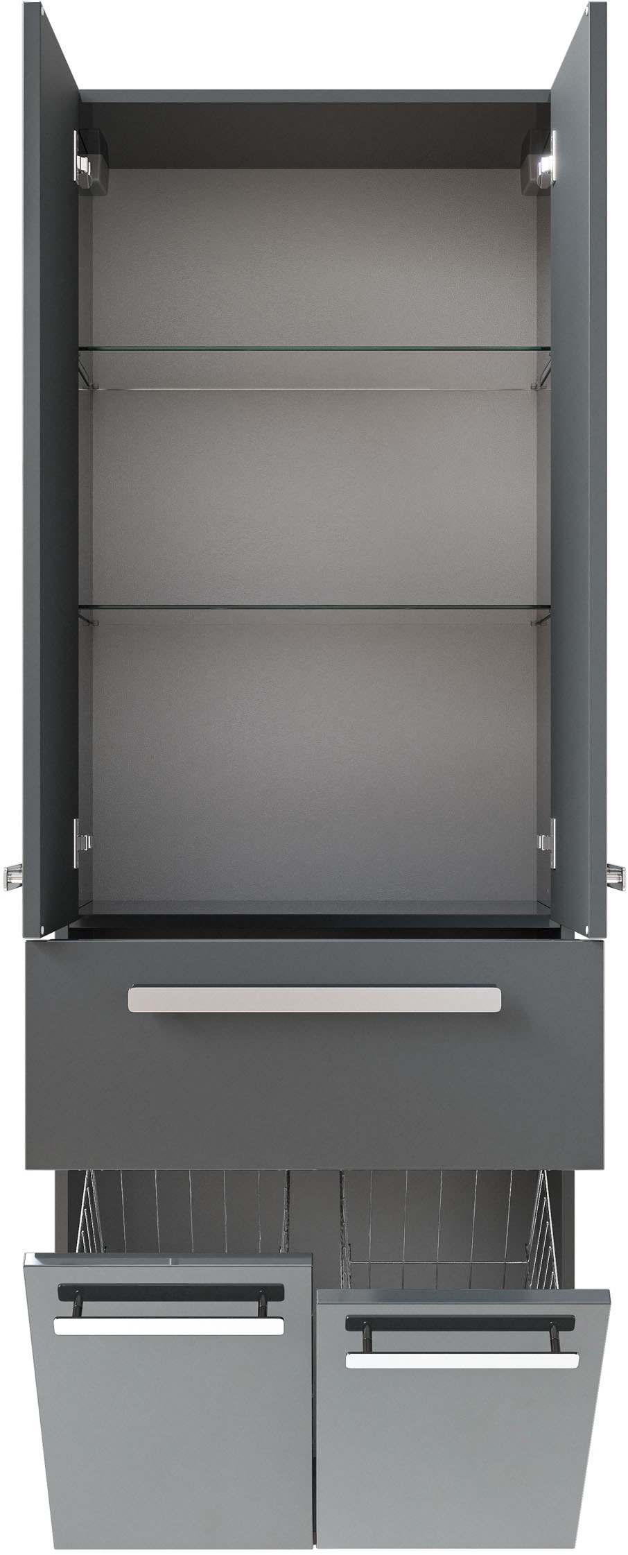 Saphir Hochschrank »Serie 4005 Badschrank 60 cm breit, mit 2 Türen und 1 Schublade«, 2 Glas-Einlegeböden, Badezimmer-Hochschrank inkl. Türdämpfer