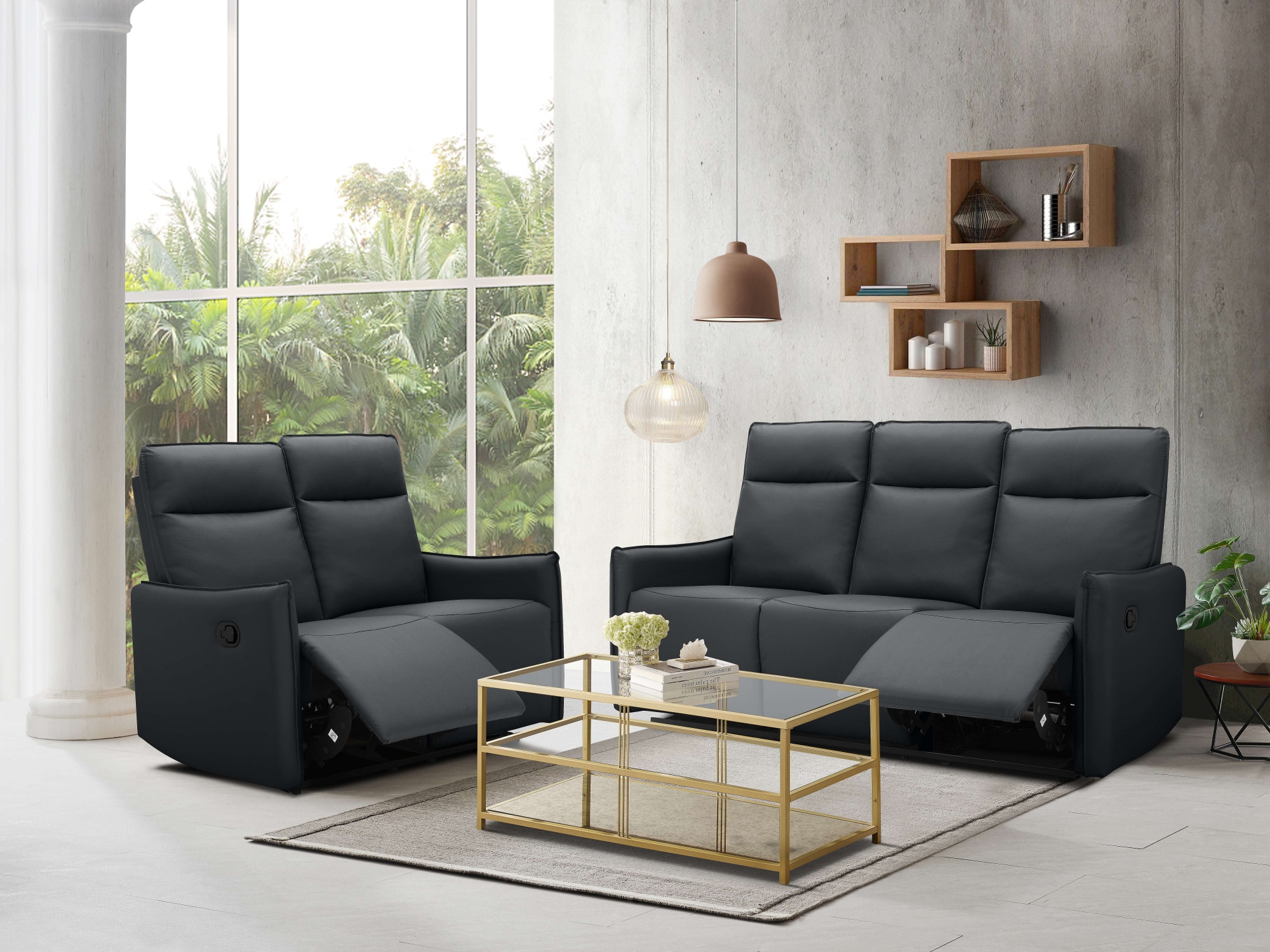 Dorel Home 2-Sitzer »Lugo, Kinosofa mit Reclinerfunktion in Kunstleder und Webstoff« mit manueller Relaxfunktion in beiden Sitzen