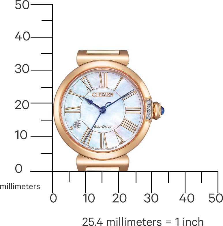 Citizen Solaruhr »EM1063-89D«, Armbanduhr, Damenuhr, Edelstahlarmband, Saphirglas