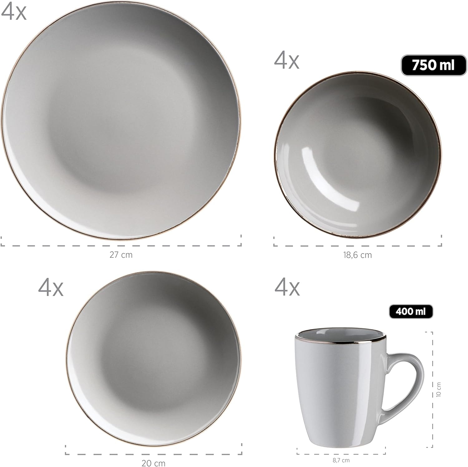 MÄSER Kombiservice »Metallic Rim«