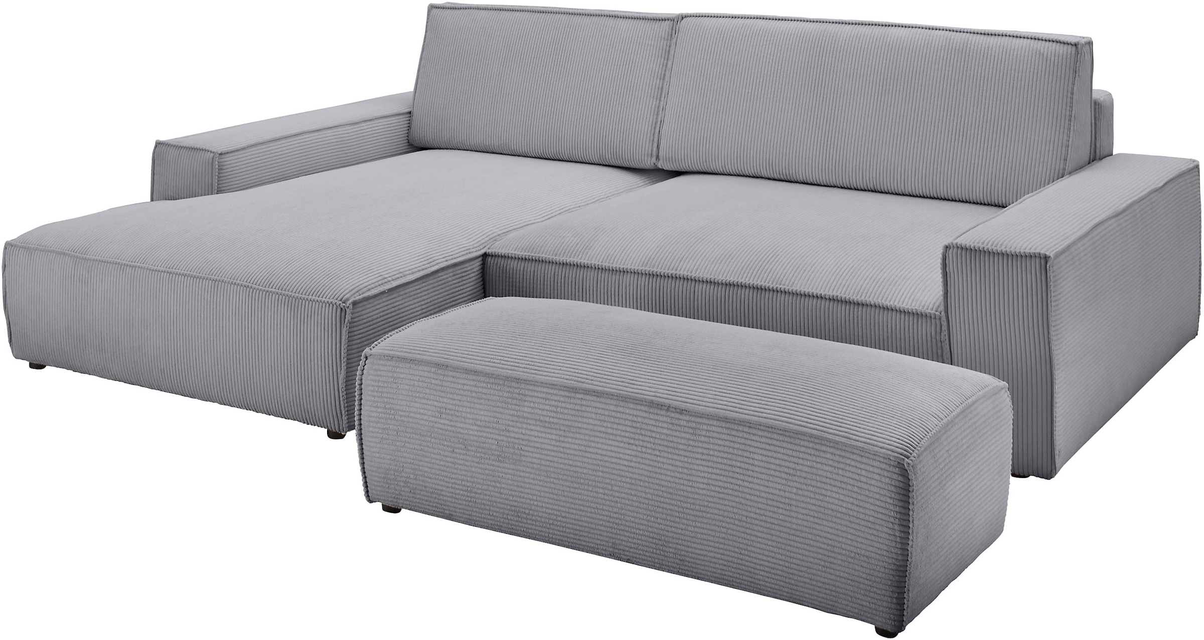Home affaire Polsterecke »NEU: SHERWOOD XXL tief, L-Form mit Schlaffunktion, Big-Sofa mit Hocker«, (Set, 2 St.), stellbar zum Schlafsofa (Krokodilverbinder), Cord, Leinenoptik