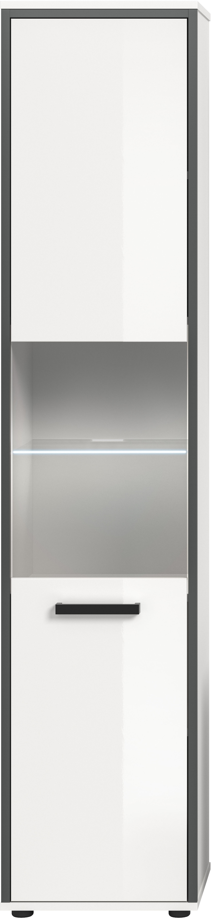 welltime Hochschrank »KAJO, hochglanz Front, inkl. Beleuchtung, Glastür, 6 Fächer« 2 Stk. tlg. Badschrank, Hochschrank, Bad, Badezimmer