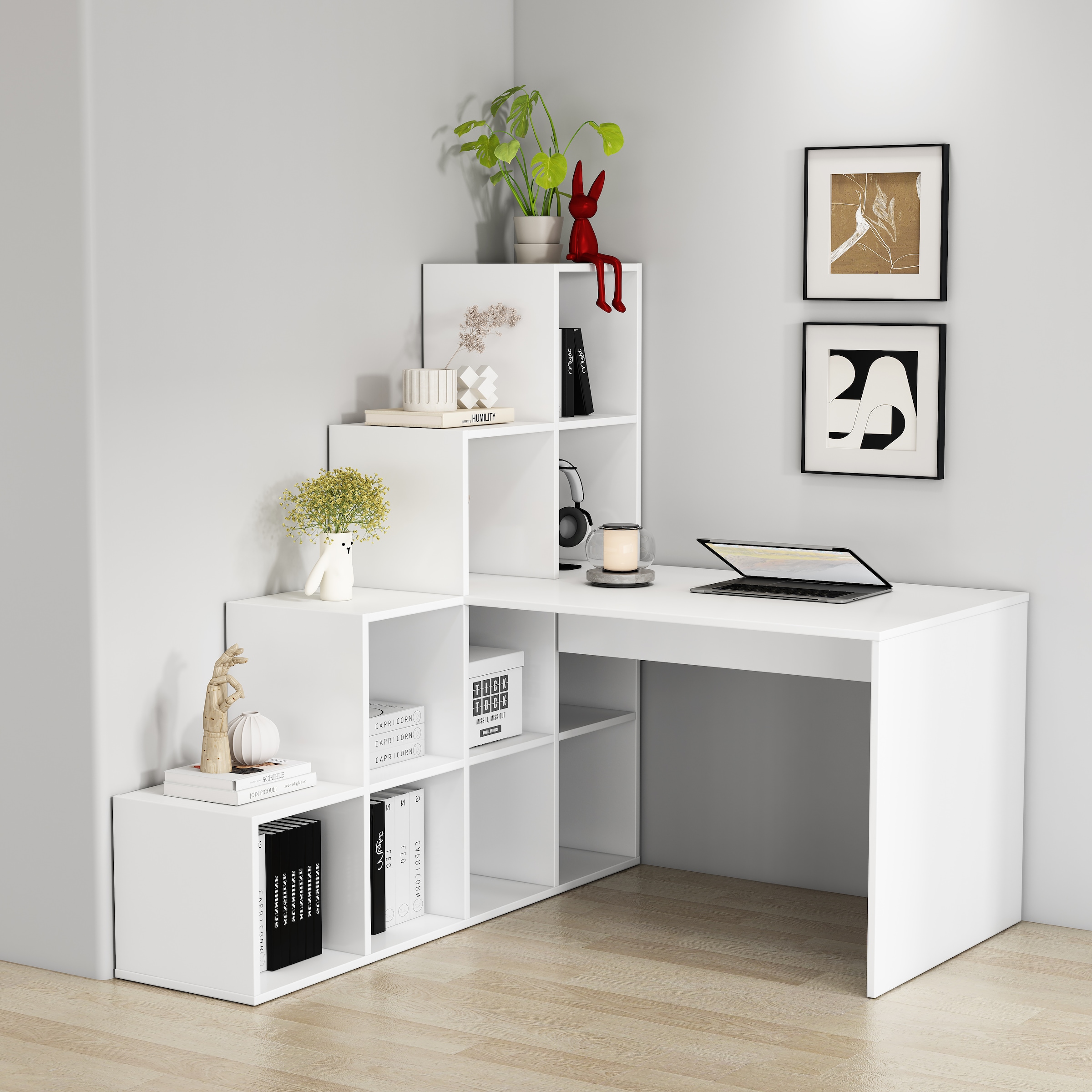 OTTO home Regal-Schreibtisch »Ciela« Set,  flexible Aufstellmöglichkeiten, wechselseitig  montierbar, B. 137 cm