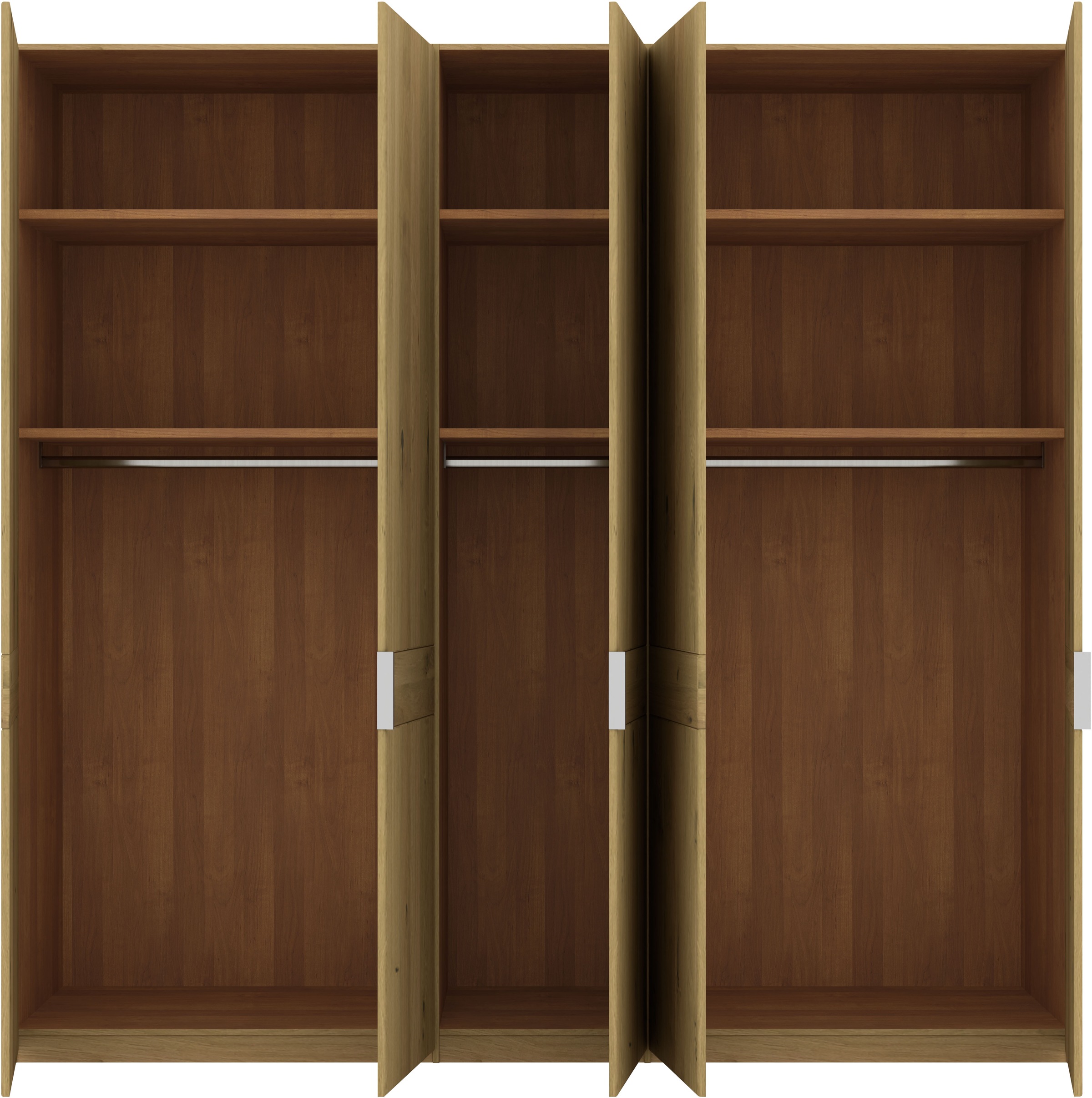 Musterring Drehtürenschrank »Savona, Kleiderschrank, Schrank, Garderobe, teilmassiv Eiche«, (mit Türdämpfern, in 5 Breiten & 2 Höhen, extra Böden, MADE IN GERMANY), Türen in Bianco-Eiche massiv, mit Querriegel, verschiedene Größen