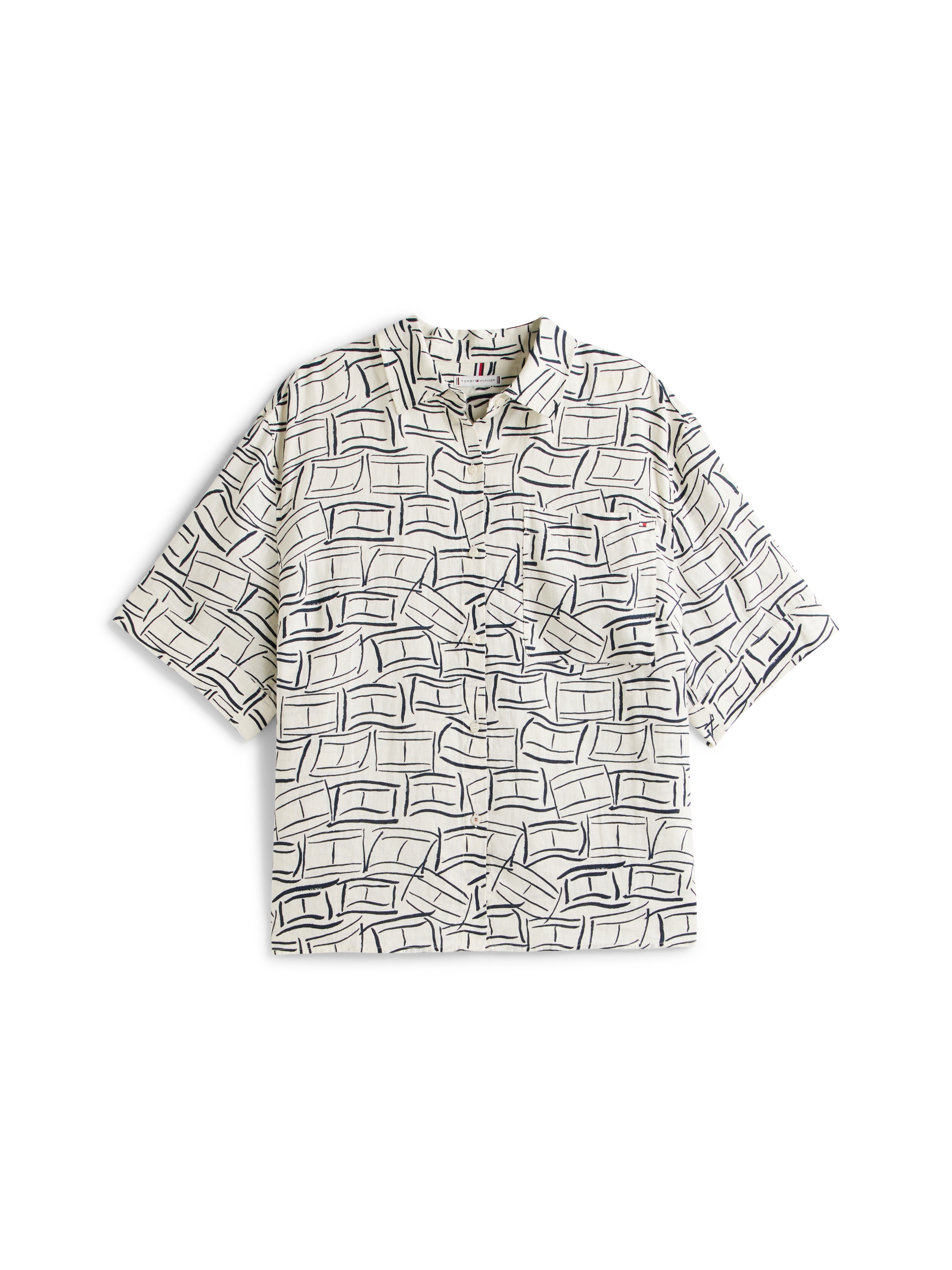 Tommy Hilfiger Curve Kurzarmshirt »CRV ESS LINEN SHIRT WITH SS« in großen Größen