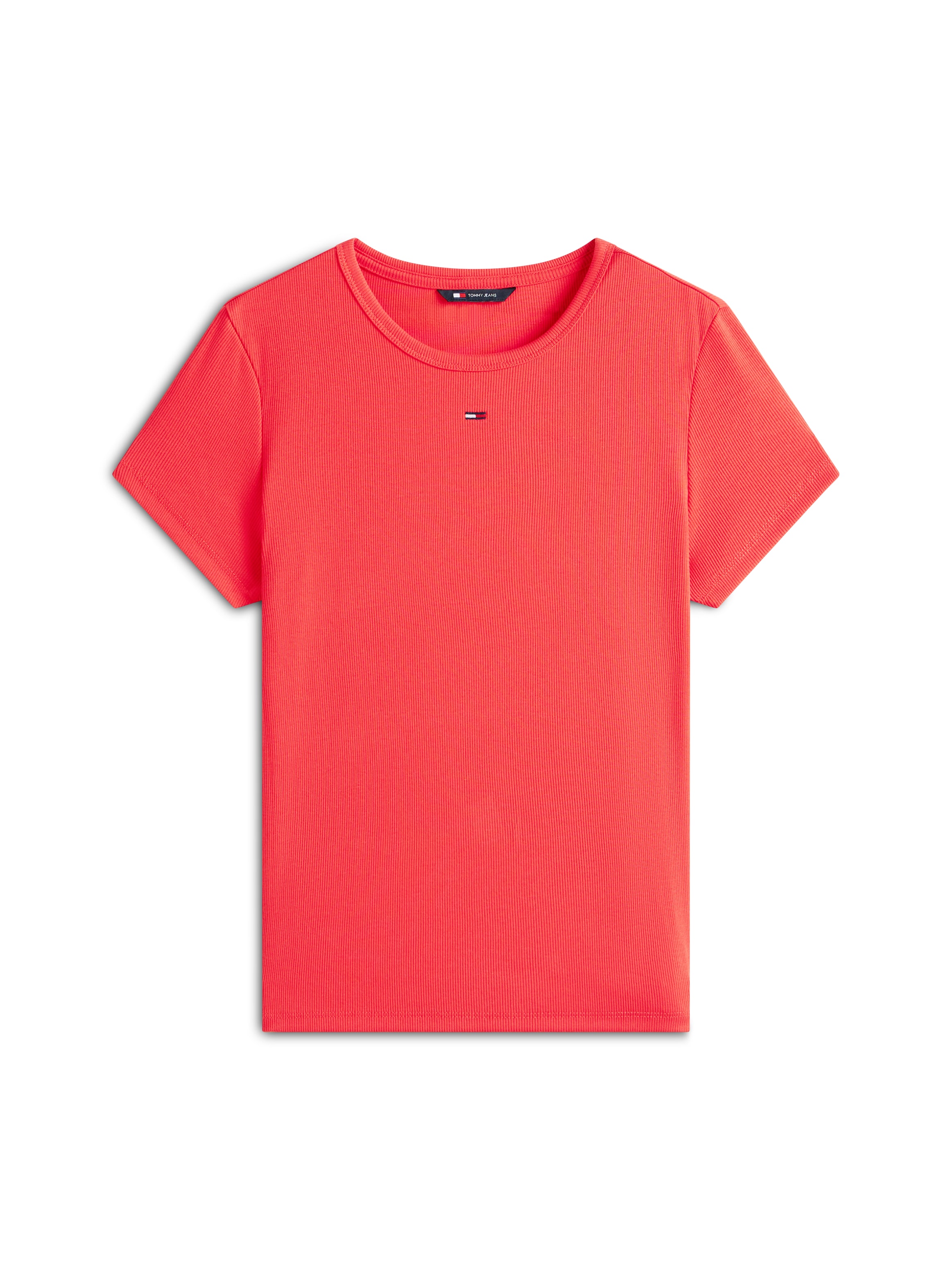 Tommy Jeans Kurzarmshirt »TJW ESSENTIAL RIB SHORT SLEEVE EXT« Baumwollmischung in gerippter Struktur, Slim Fit