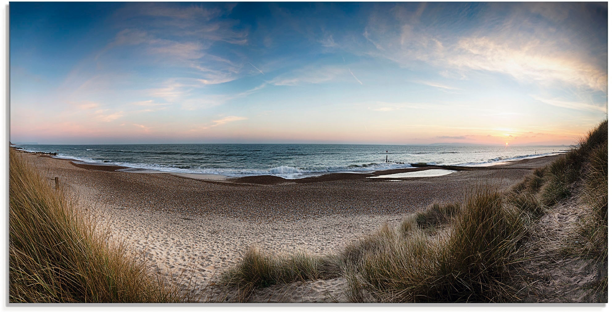 Glasbild »Strand und Sanddünen am Hengistbury Head«, Küste, (1 St.), in verschiedenen...