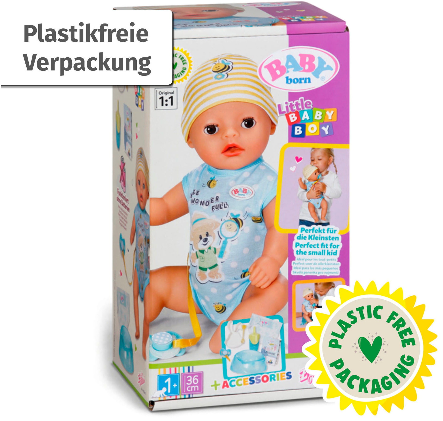 Baby Born Babypuppe »Little Baby Boy 36 cm«, mit 7 Funktionen