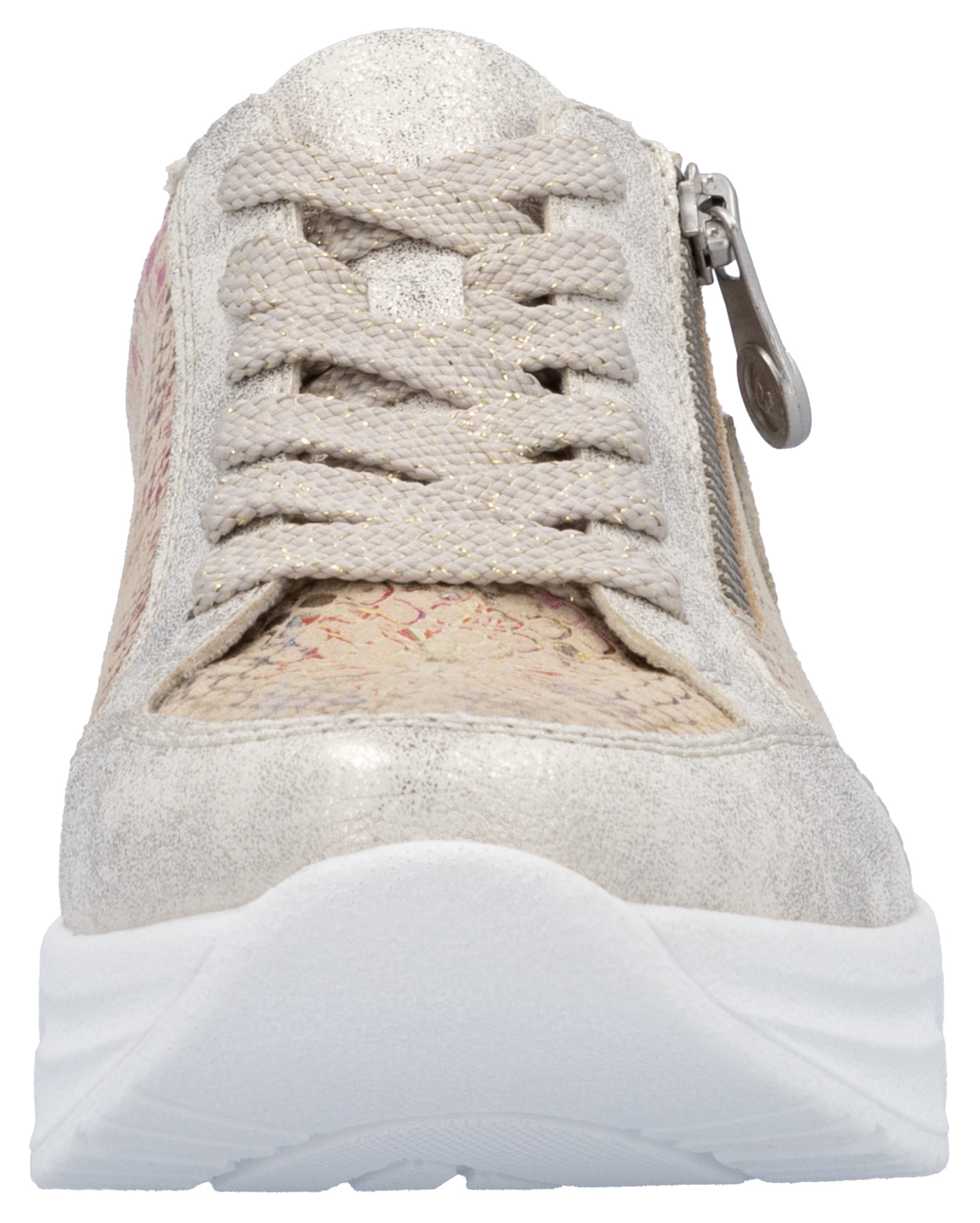 Rieker Plateausneaker, Freizeitschuh, Schnürschuh, Halbschuh mit dezentem Goldschimmer