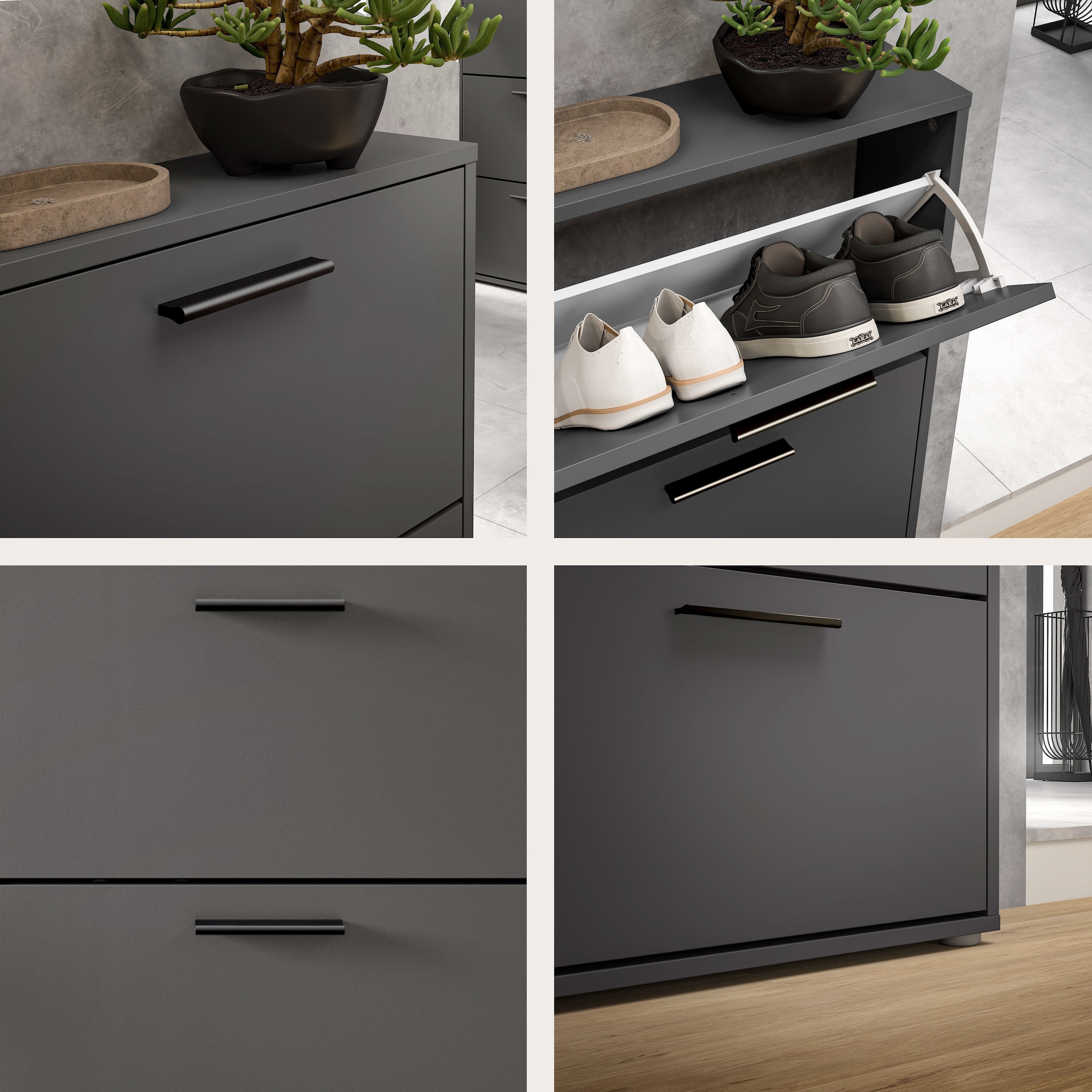 HBZ Schuhkipper »Sam Schuhkipper, Schuhschrank BxHxT 59x103x17 cm« 1 Stk. tlg. Schuhkipper, Schuhschrank mit 3 Klappen, BxHxT 59x103x17cm