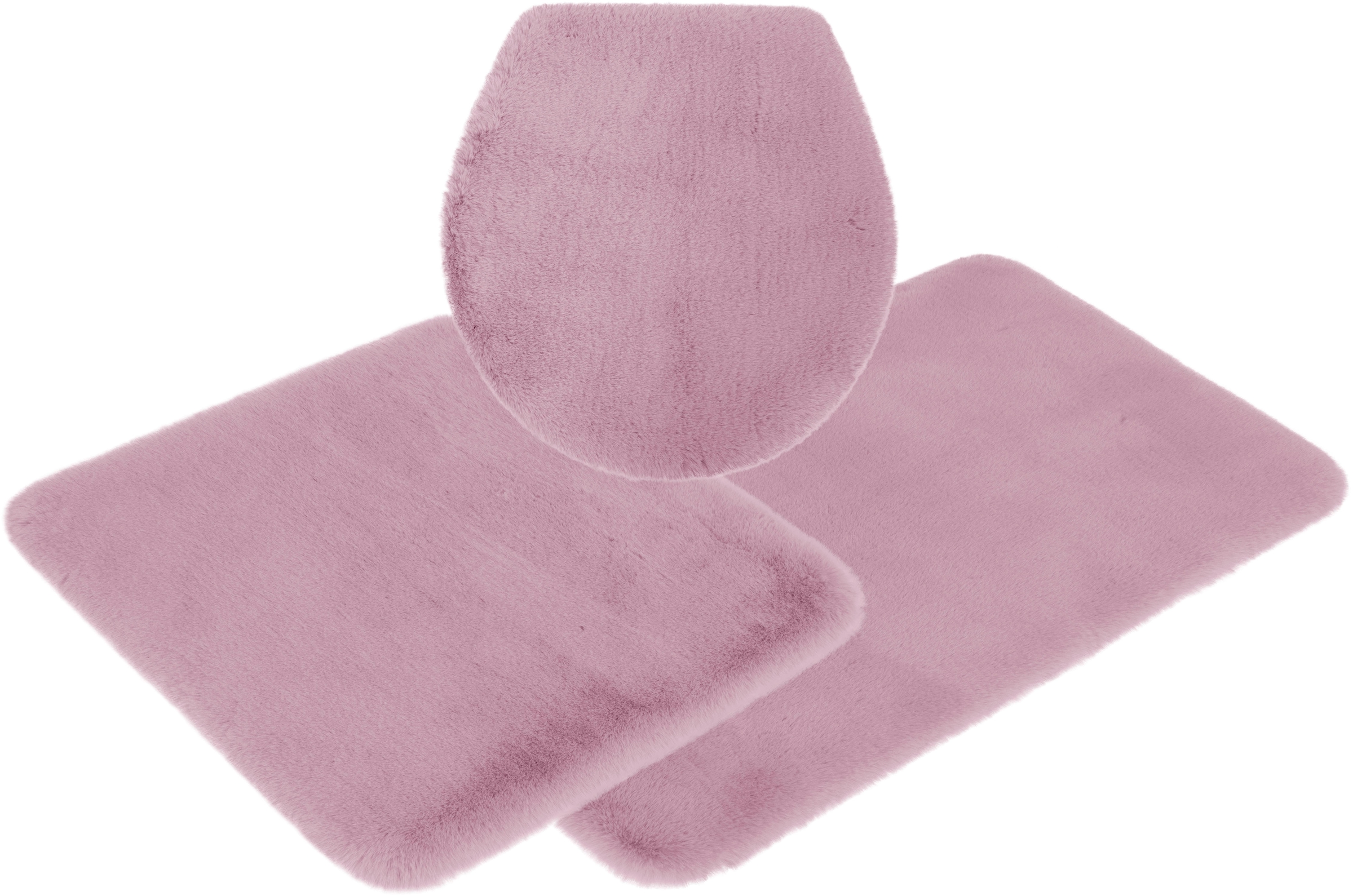 my home Badematte »Rabbit Badematten, Badvorleger, Badezimmer Teppich«, rutschhemmend beschichtet, strapazierfähig-fußbodenheizungsgeeignet-schnell trocknend, Kaninchenfell-Haptik, Badteppich, rechteckig, rund & als 3-tlg. Set