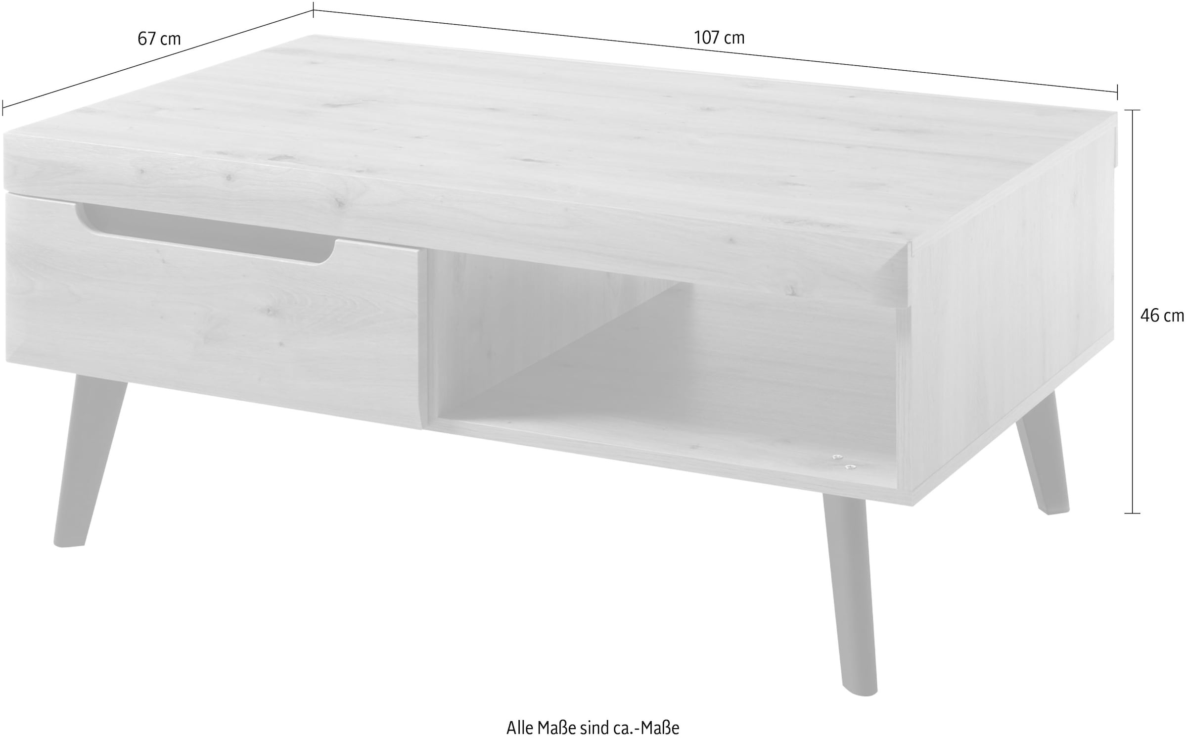 INOSIGN Couchtisch »Torge, Beistelltisch, Wohnzimmertisch, Tisch, Sofatisch«, (1 St.), Schubkästen und Ablagefach, in drei Farben verfügbar