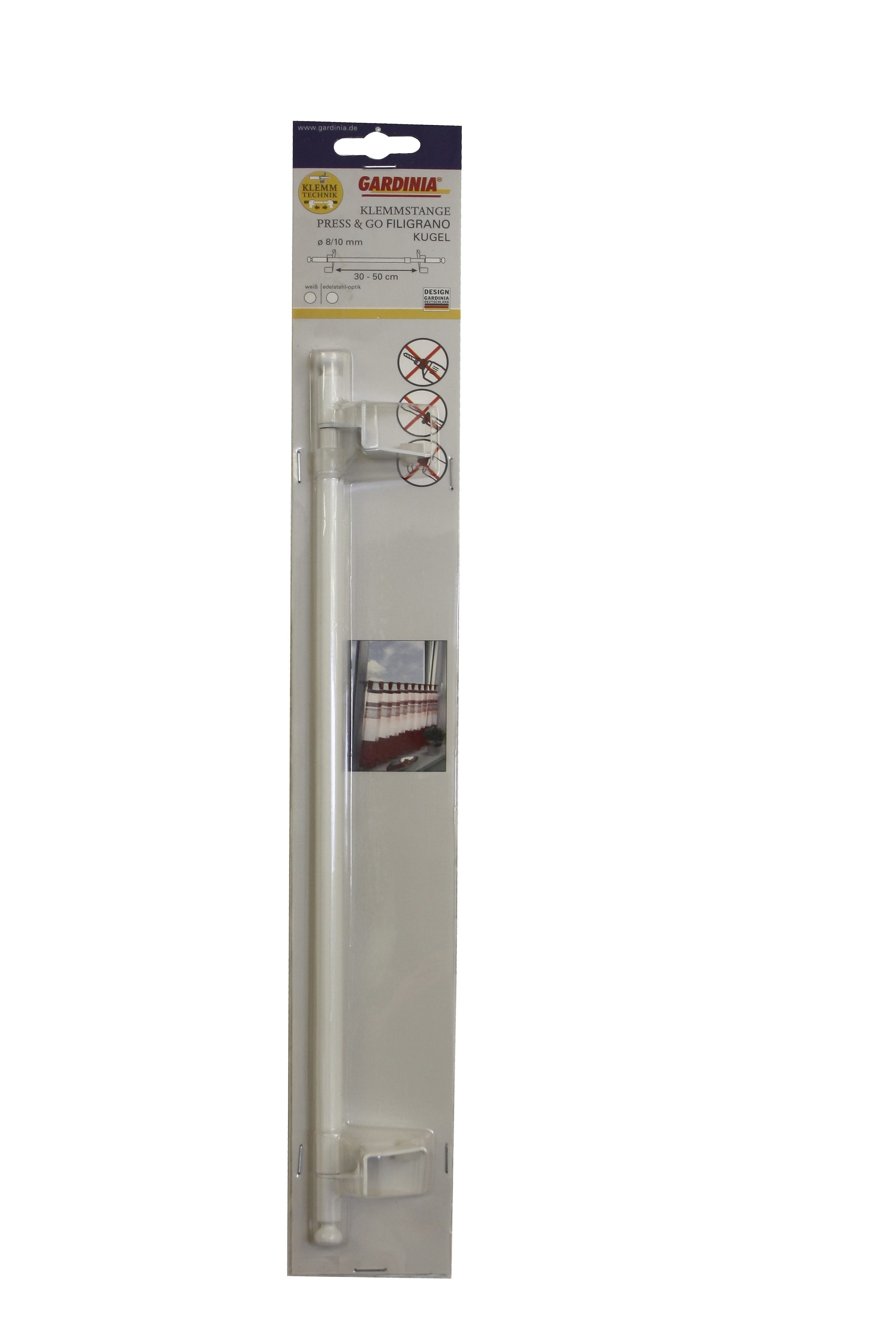 GARDINIA Scheibenstange »Klemmstange Filigrano Kugel« Ø 10 mm ausziehbar Serie Press&Go