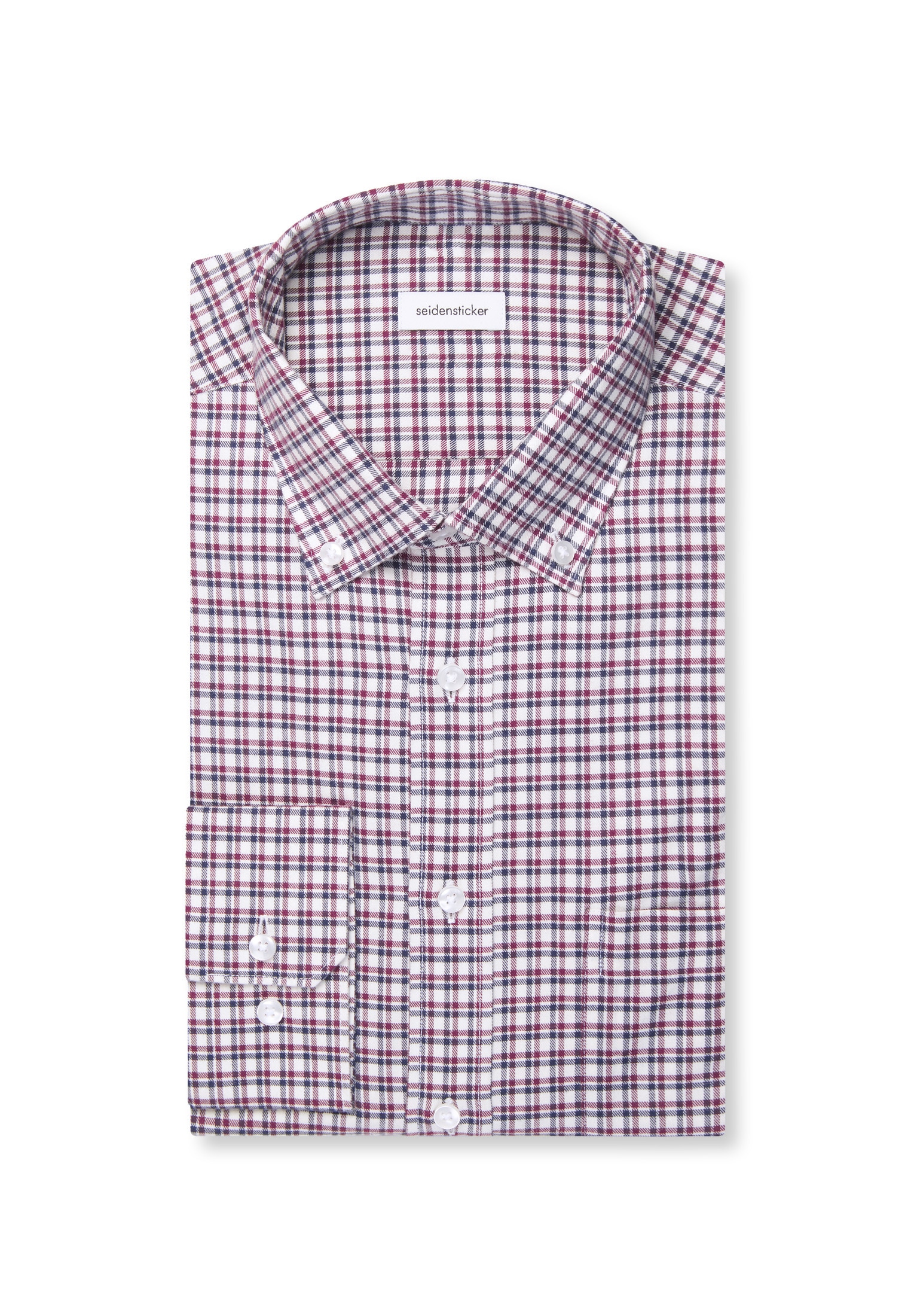 seidensticker Flanellhemd »Schwarze Rose« Regular 1/1 Button-Down-Kragen Karo