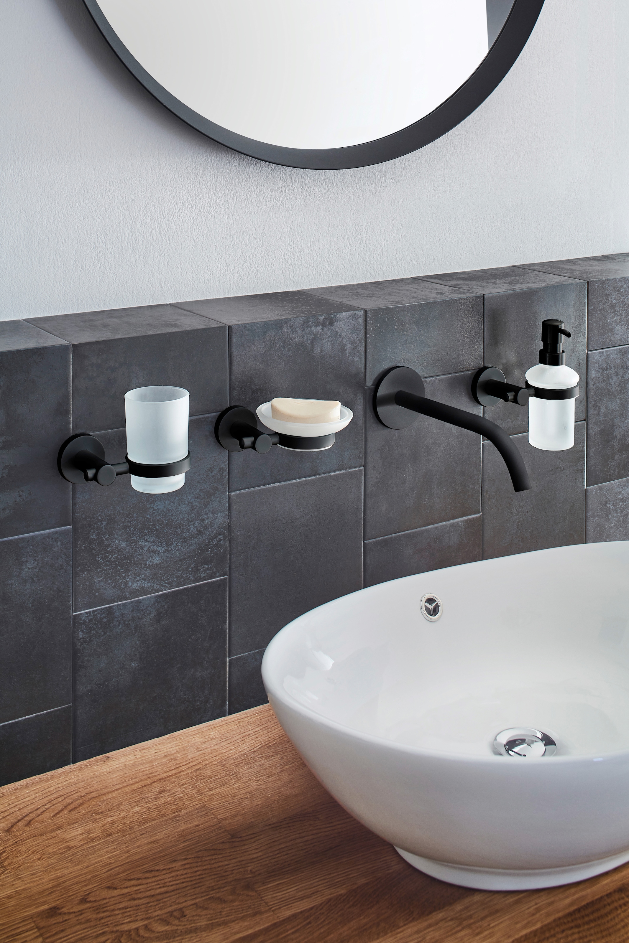 Kleine Wolke Seifenablage »Apollo Nero«, Glas/Aluminium