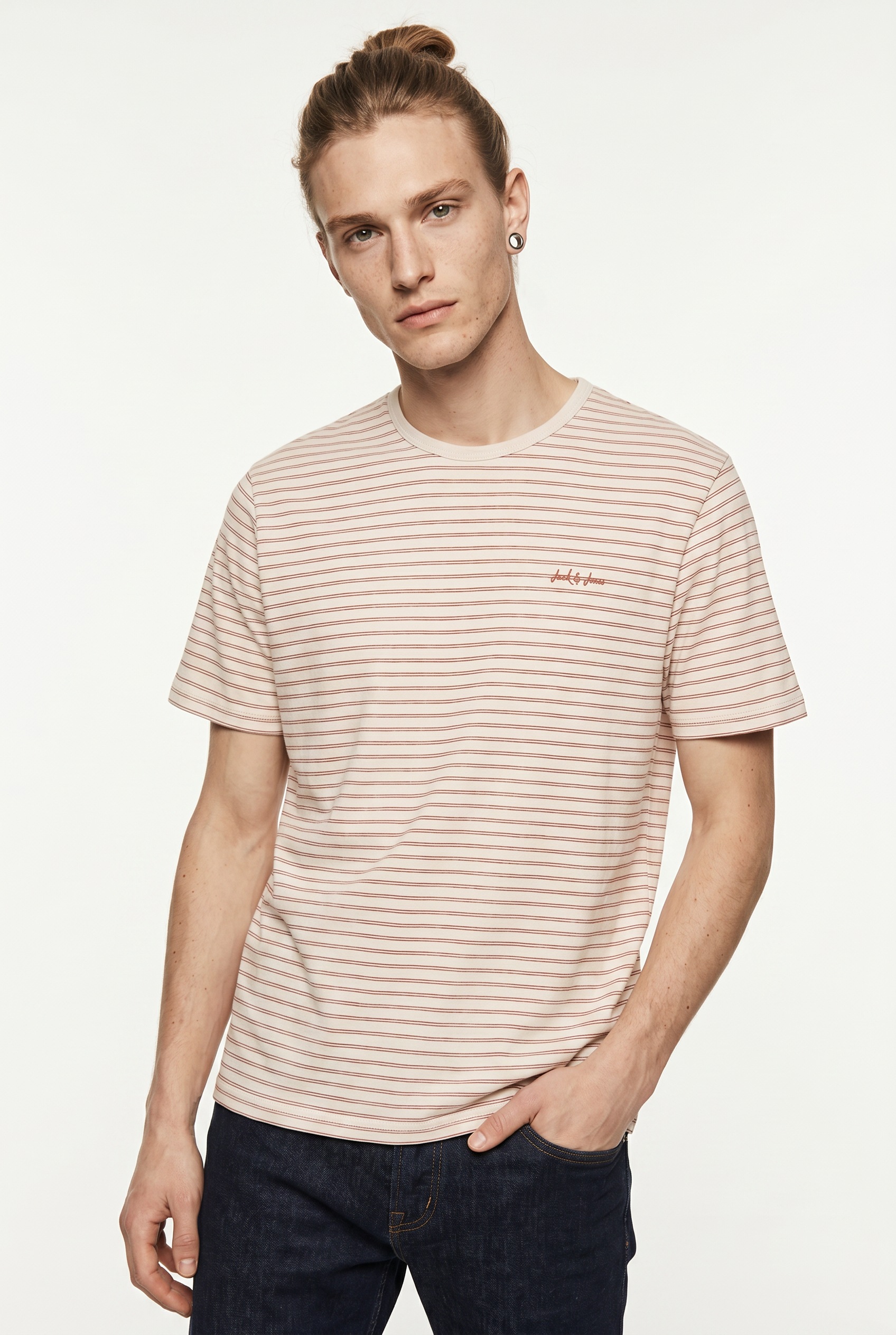 Jack & Jones Rundhalsshirt »JJDEVIN DAYTONA STRIPED TEE SS CREW NECK« Baumwollmischung, relaxed fit