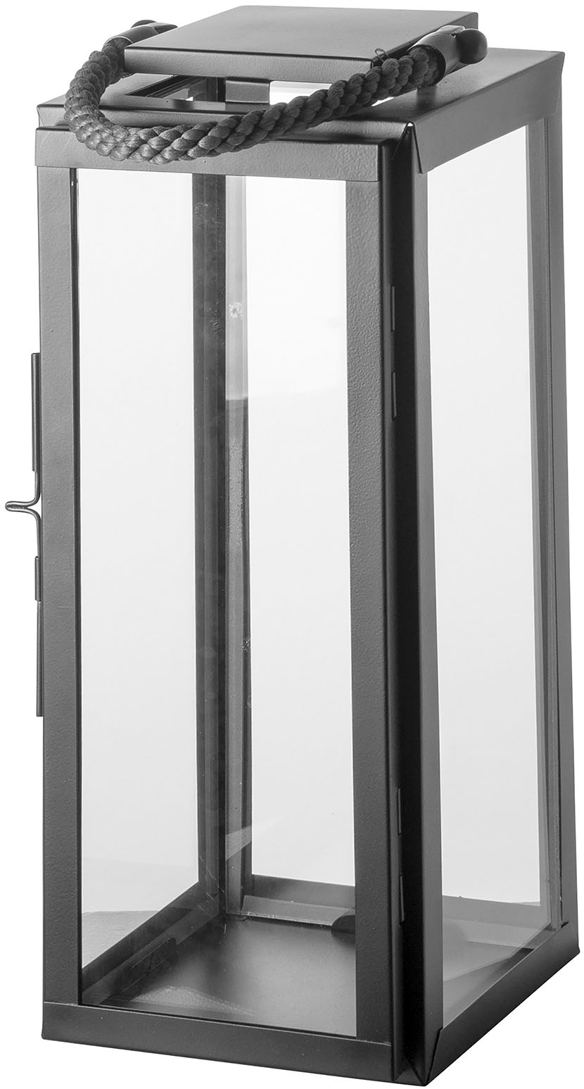 Fink Kerzenlaterne »SEVILLA«, (1 St.), Kerzenhalter, schwarz pulverbeschichtet, mit grauer Nylonkordel