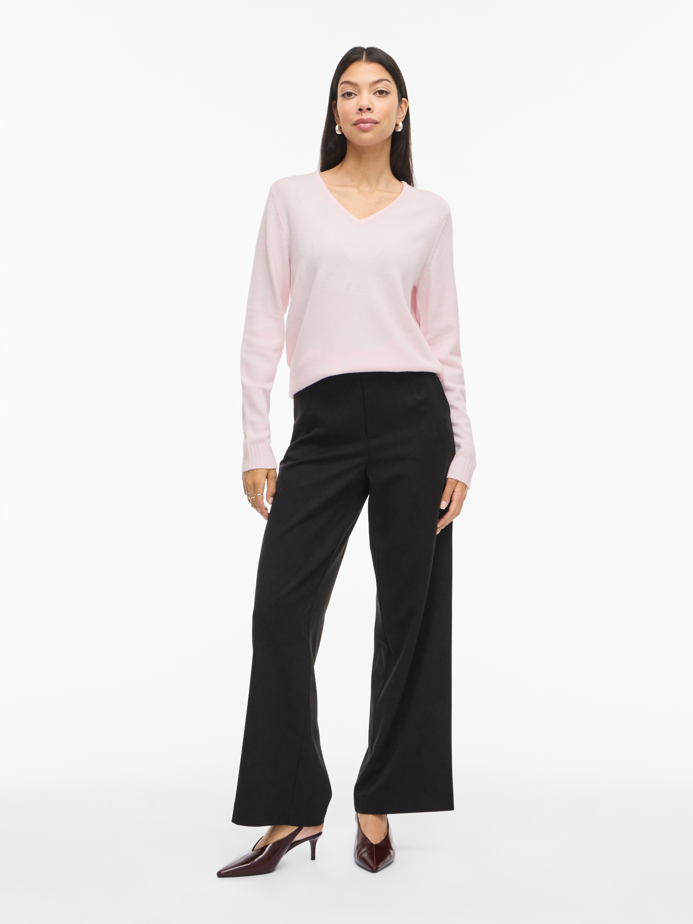 Vila V-Ausschnitt-Pullover »VIRIL V-NECK L/S  KNIT TOP - NOOS« Materialmix, regular fit