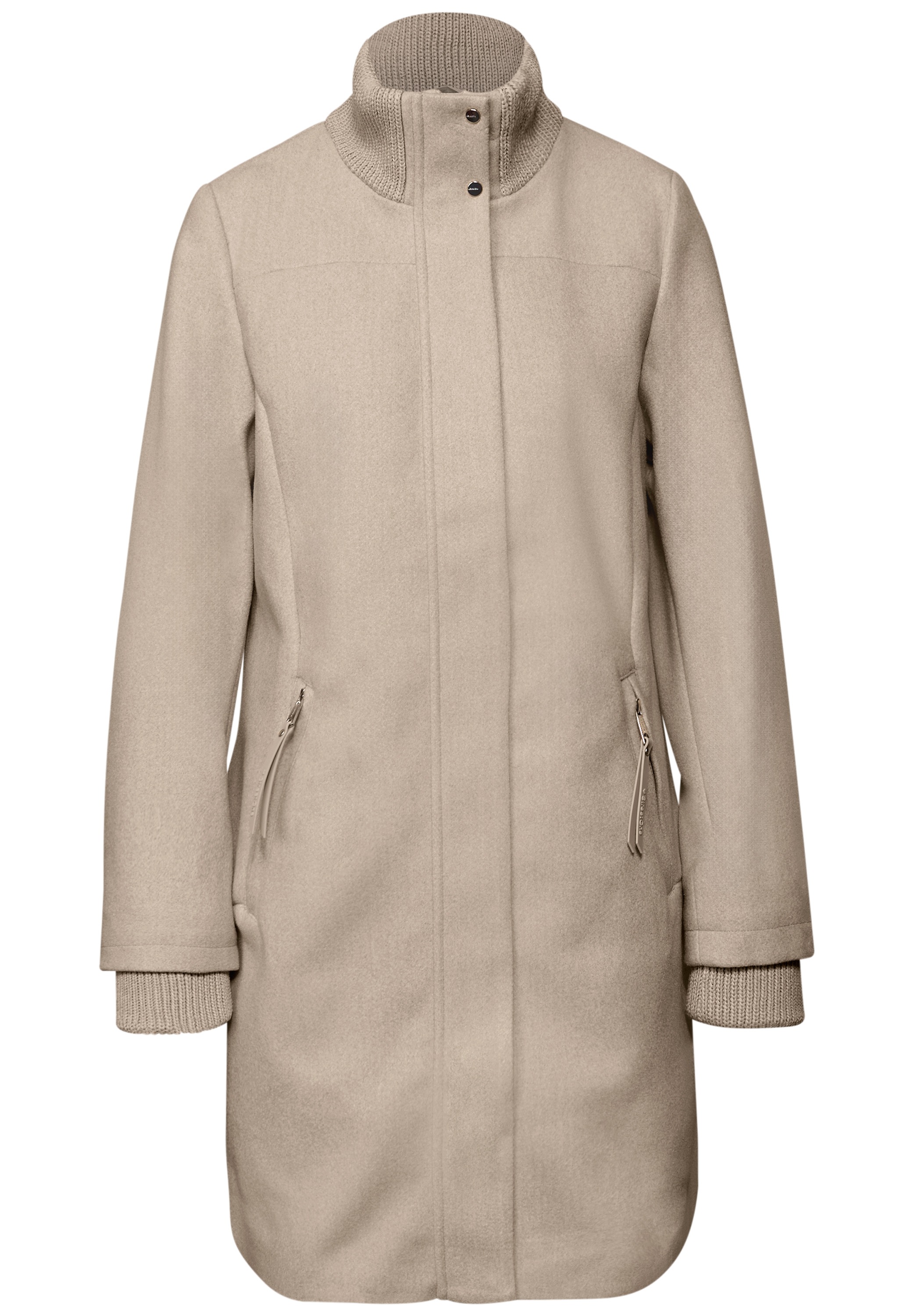 STREET ONE Wintermantel Stehkragen in Strickqualität, in Woll-Optik
