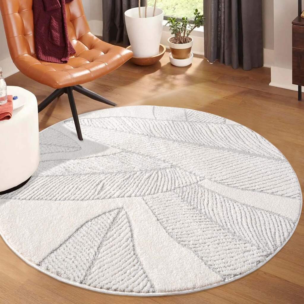 Carpet City Teppich »LOUNGE 0629«, rund, 15 mm Höhe, Kurzflor-Teppich Modern, Hoch-Tief-Struktur,...