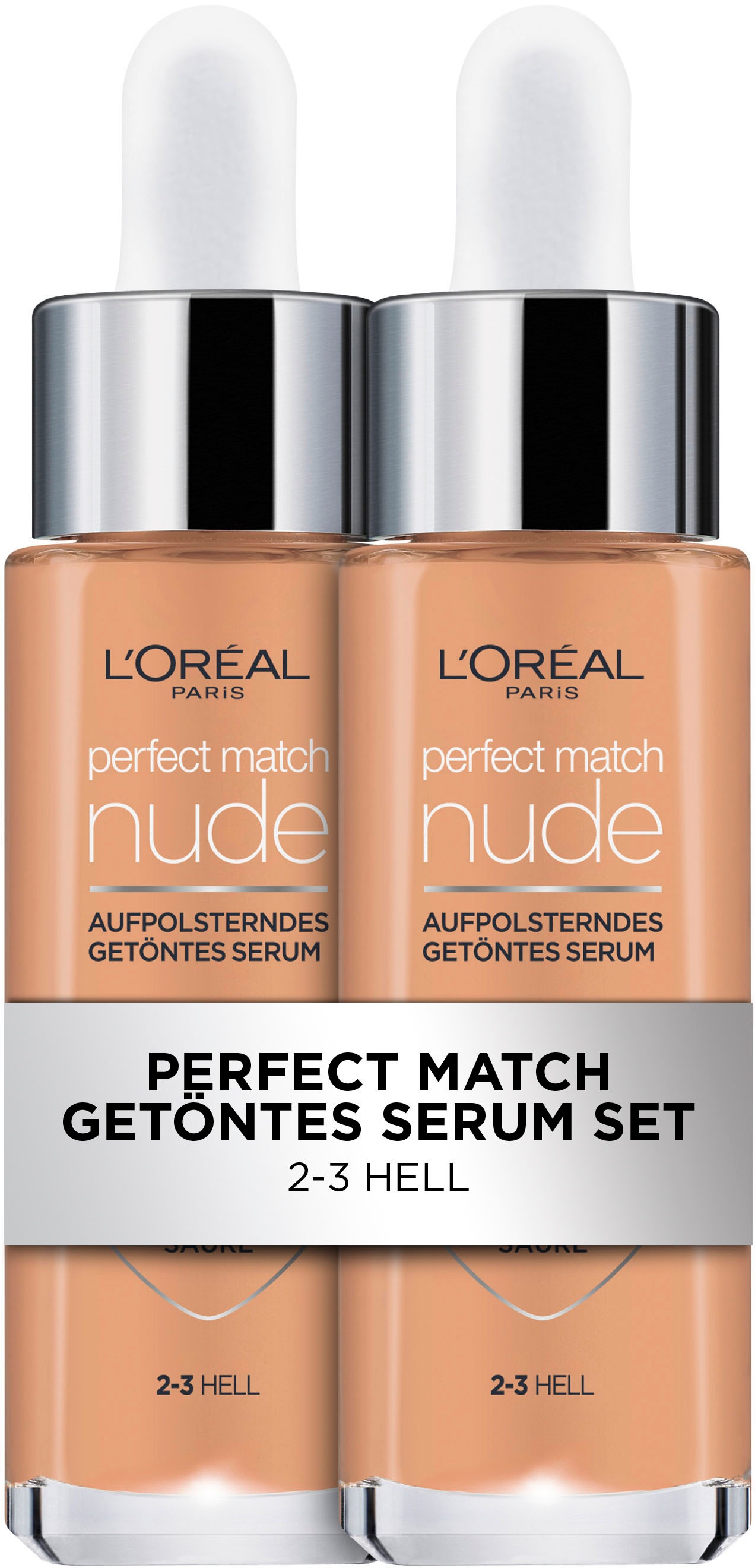 L'ORÉAL PARIS Gesichtslotion »L'Oréal Paris Doppelpack Perfect Match Serum«, (Packung, 2 tlg.), Gesichtsserum, Gesichtscreme, feuchtigkeitsspendend, mit Hyaluron