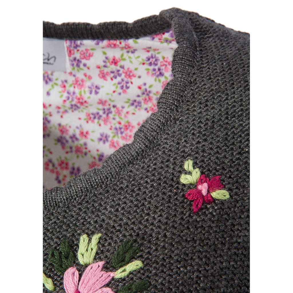 Almsach Trachtenstrickjacke, mit Blumenstickerei