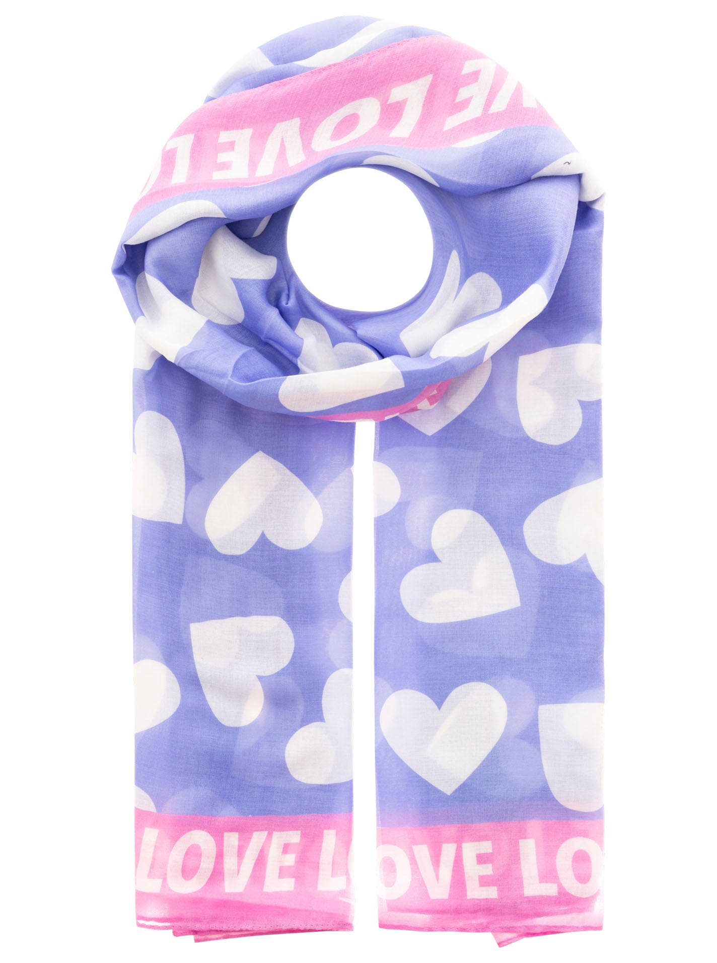 Zwillingsherz Schal »"Classic Hearts"« Herzmotiv, Schriftzug, transparent