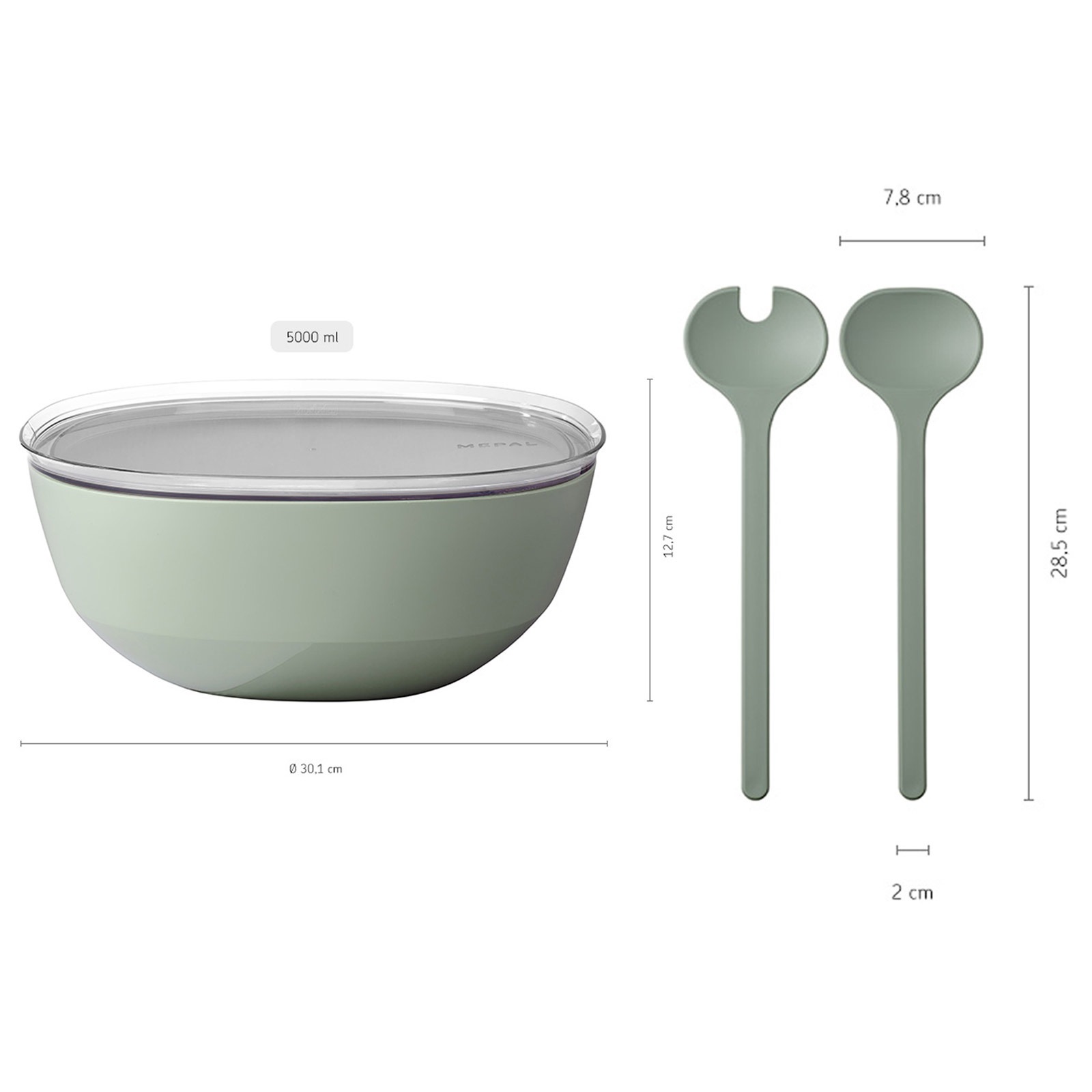 Mepal Schale »Servierschale mit Deckel & Salatbesteck Silueta 5000 ml«