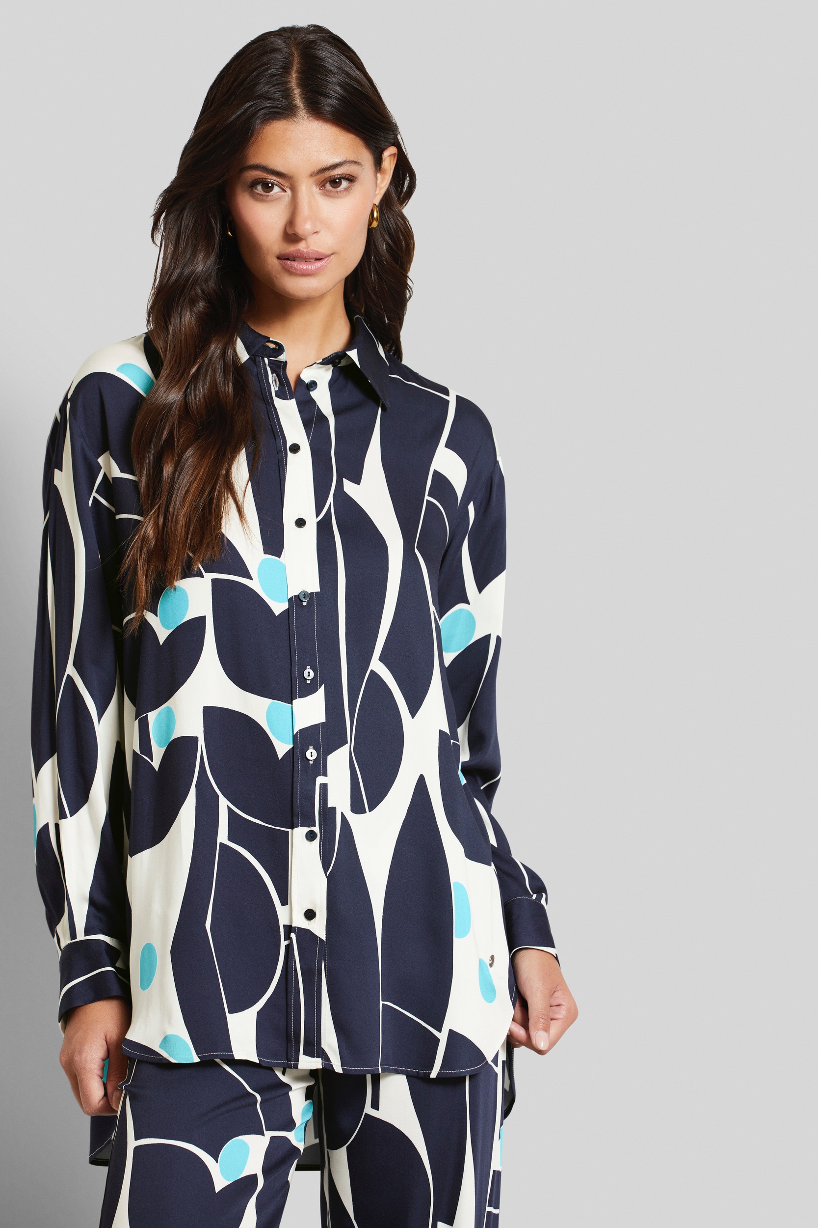 Bugatti Damen Langarmbluse aus fließendem Material in blau, Größe 38