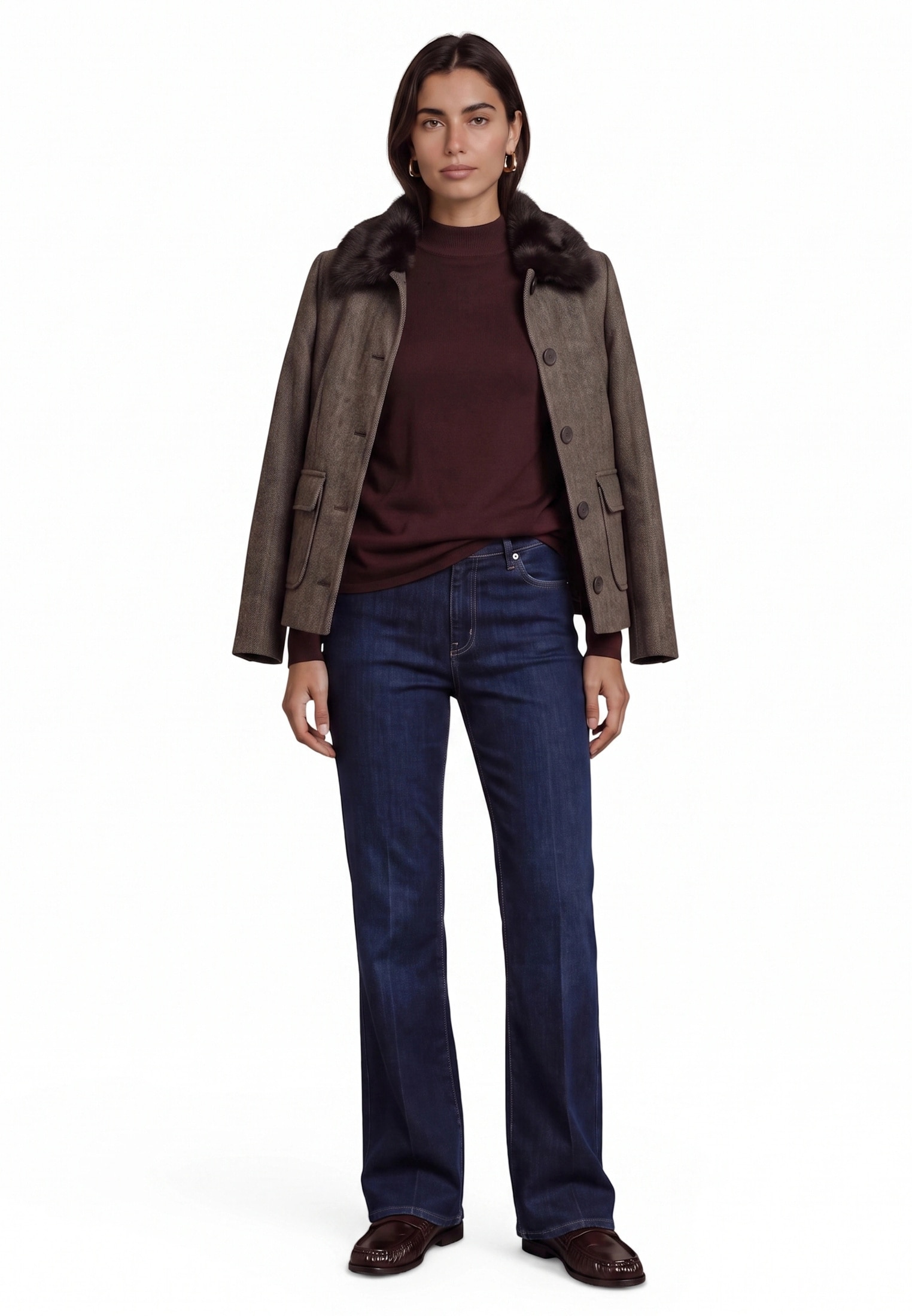 Zero Jackenblazer »Casual-Jacke mit Kunstfellkragen«