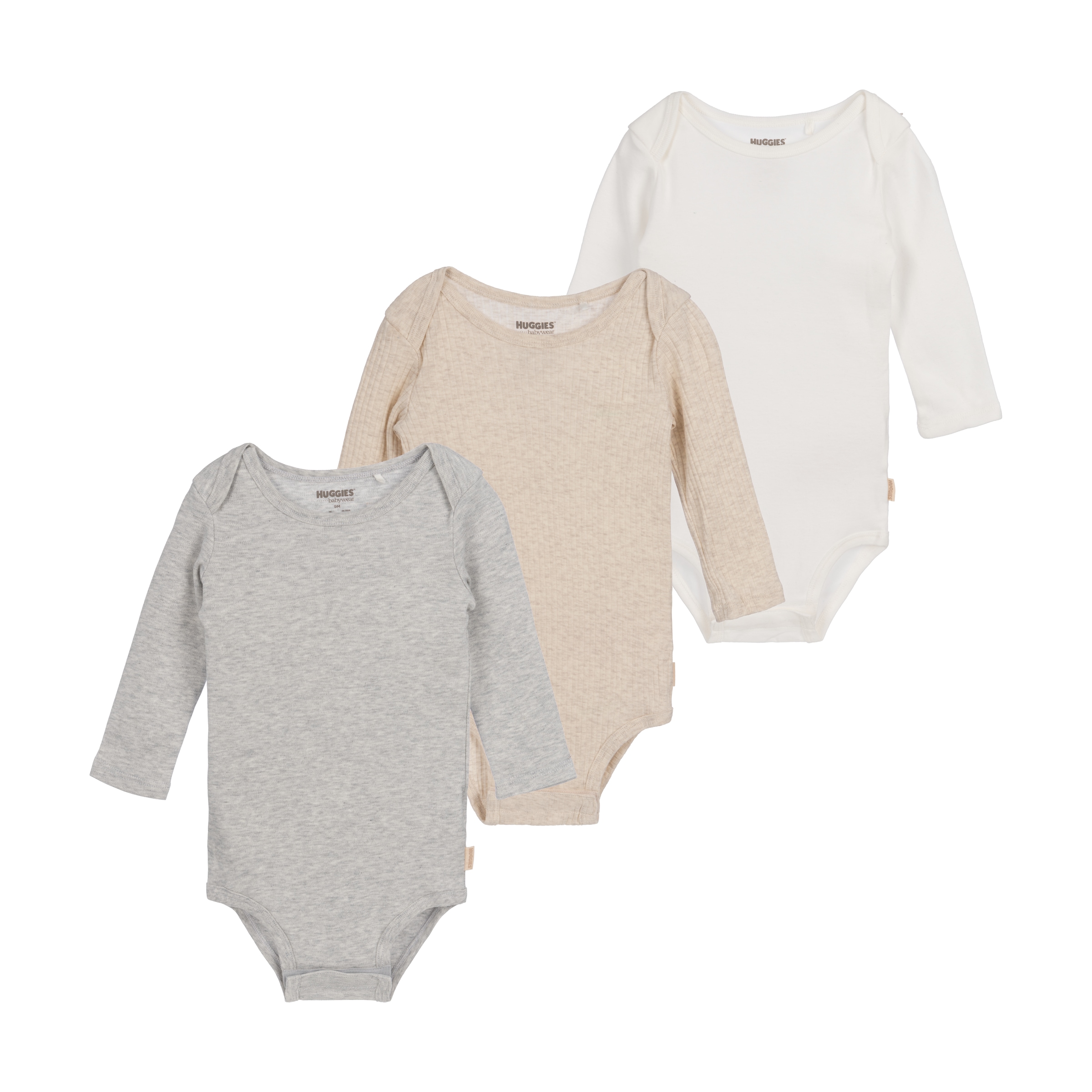HUGGIES babywear Langarmbody »HUGB 3PK BODYSUIT« Packung, 3 Stk. 3er-Pack, in Ripp-Optik