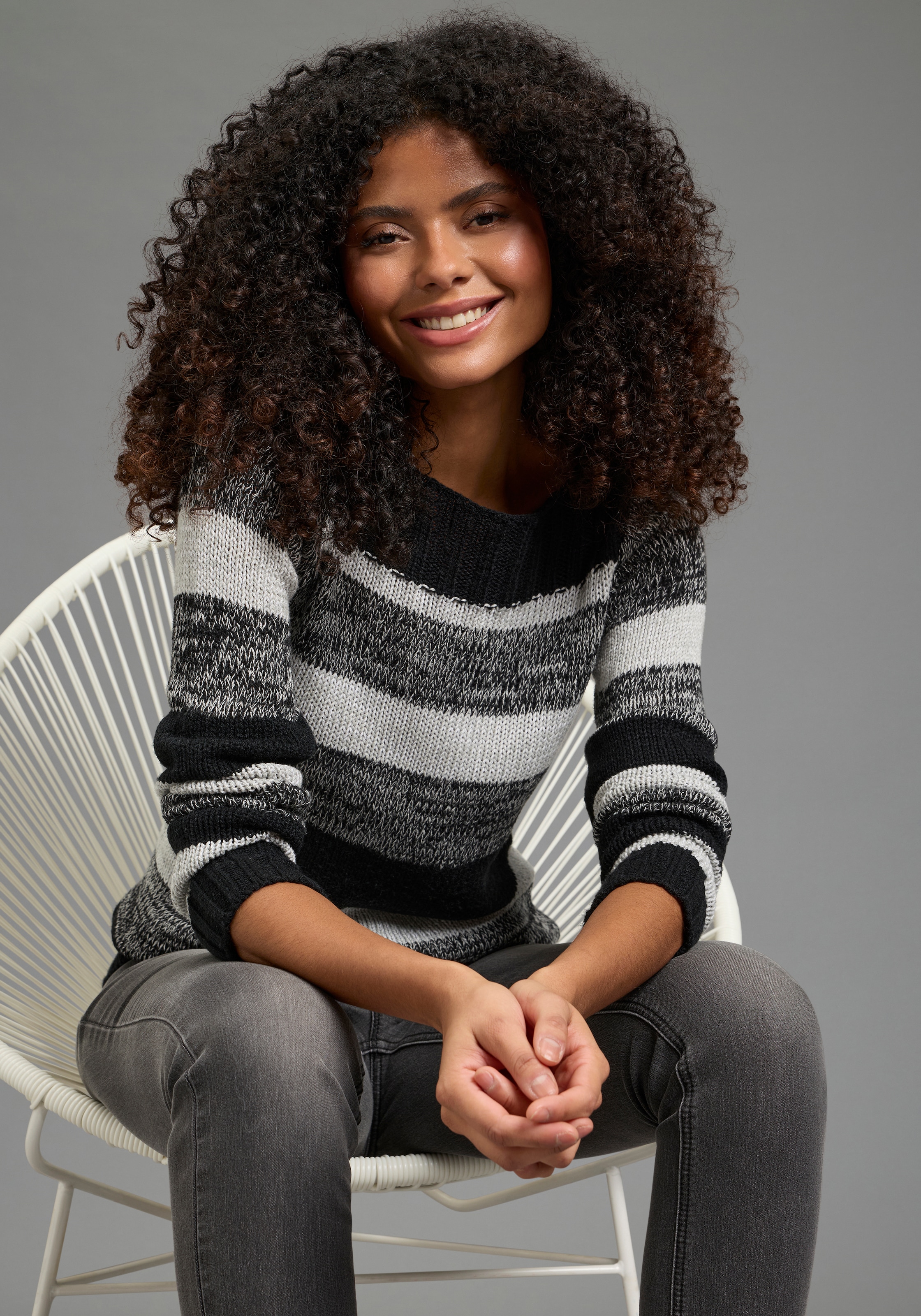 AJC Strickpullover mit U-Boot Ausschnitt und tollem Streifendesign