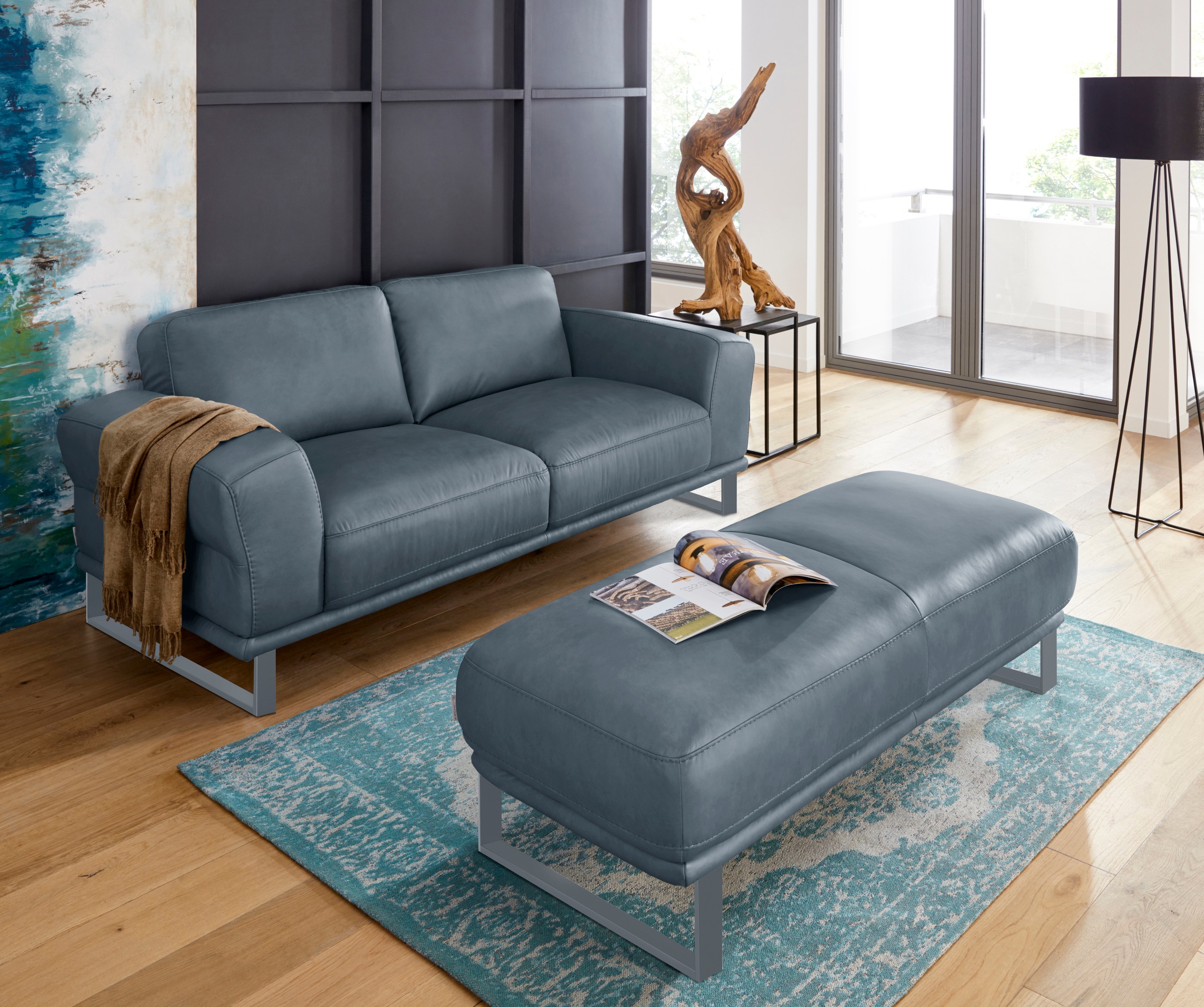 W.SCHILLIG Hocker »montanaa«, mit Metallkufen in Silber matt, Breite 141 cm